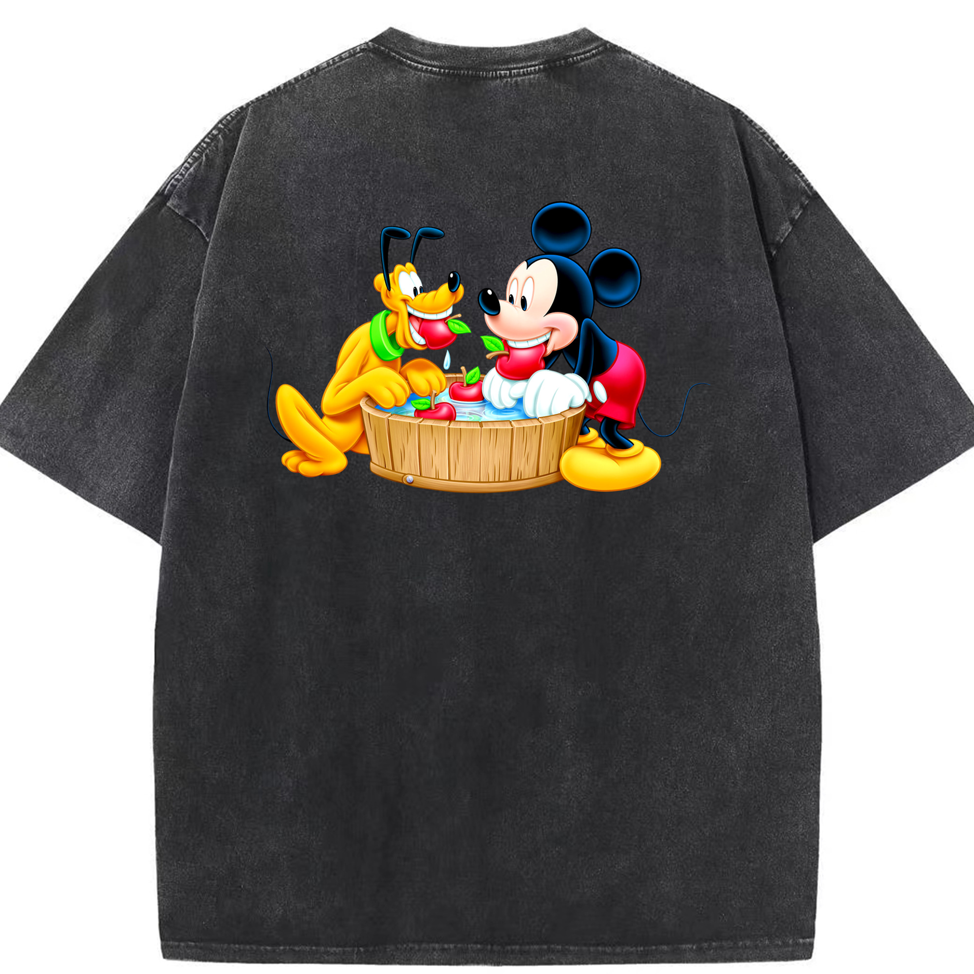 （画像用） ミッキーマウス Mickey Mouse 綿100% ヴィンテージ風 半袖Tシャツ（背面プリント）