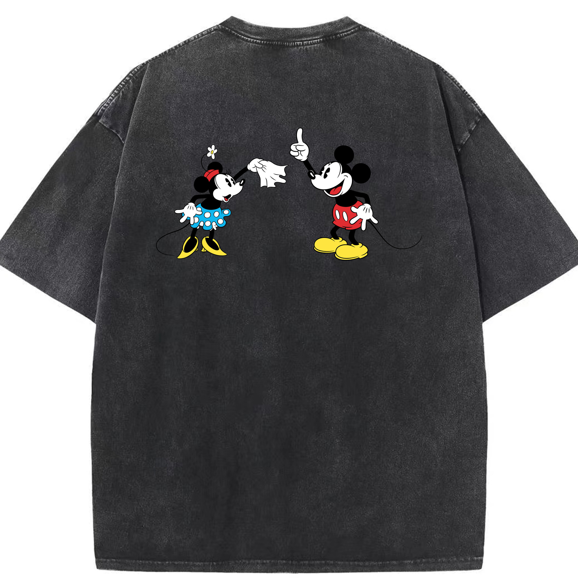 （画像用） ミッキーマウス Mickey Mouse 綿100% ヴィンテージ風 半袖Tシャツ（背面プリント）