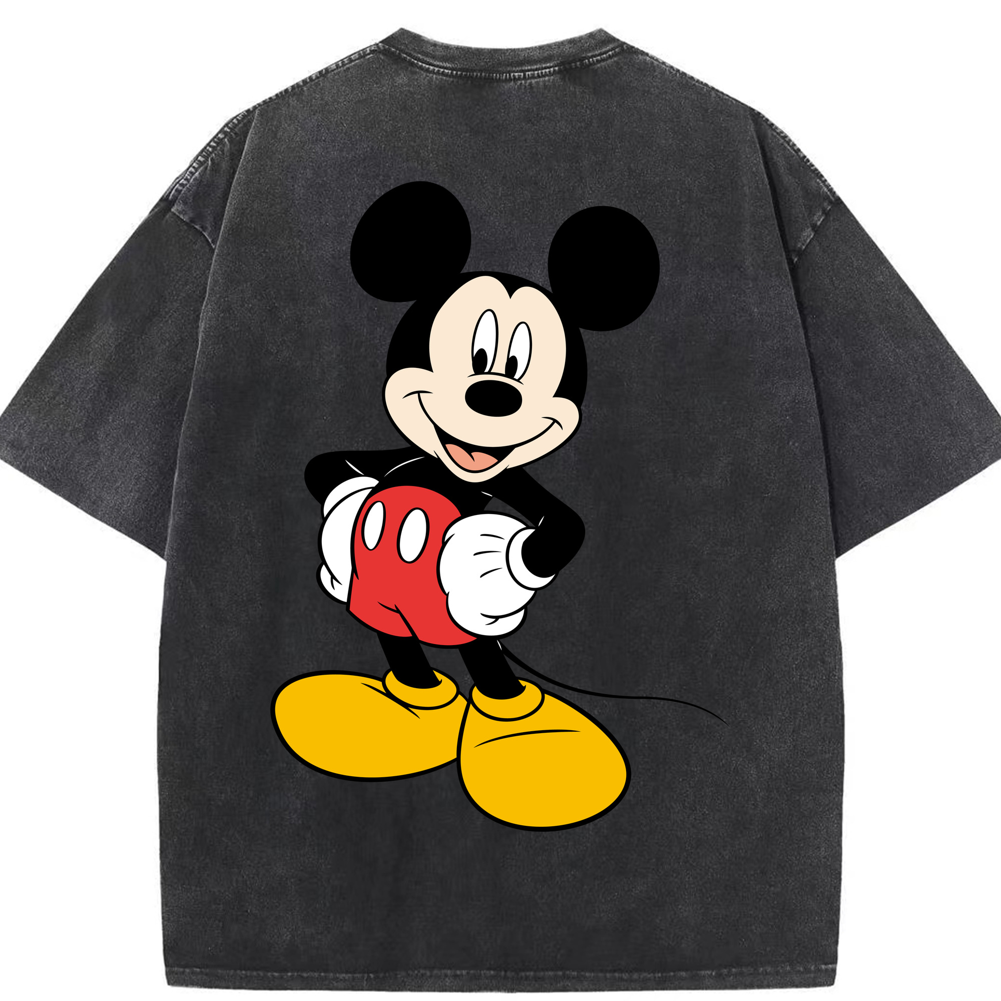 （画像用） ミッキーマウス Mickey Mouse 綿100% ヴィンテージ風 半袖Tシャツ（背面プリント）