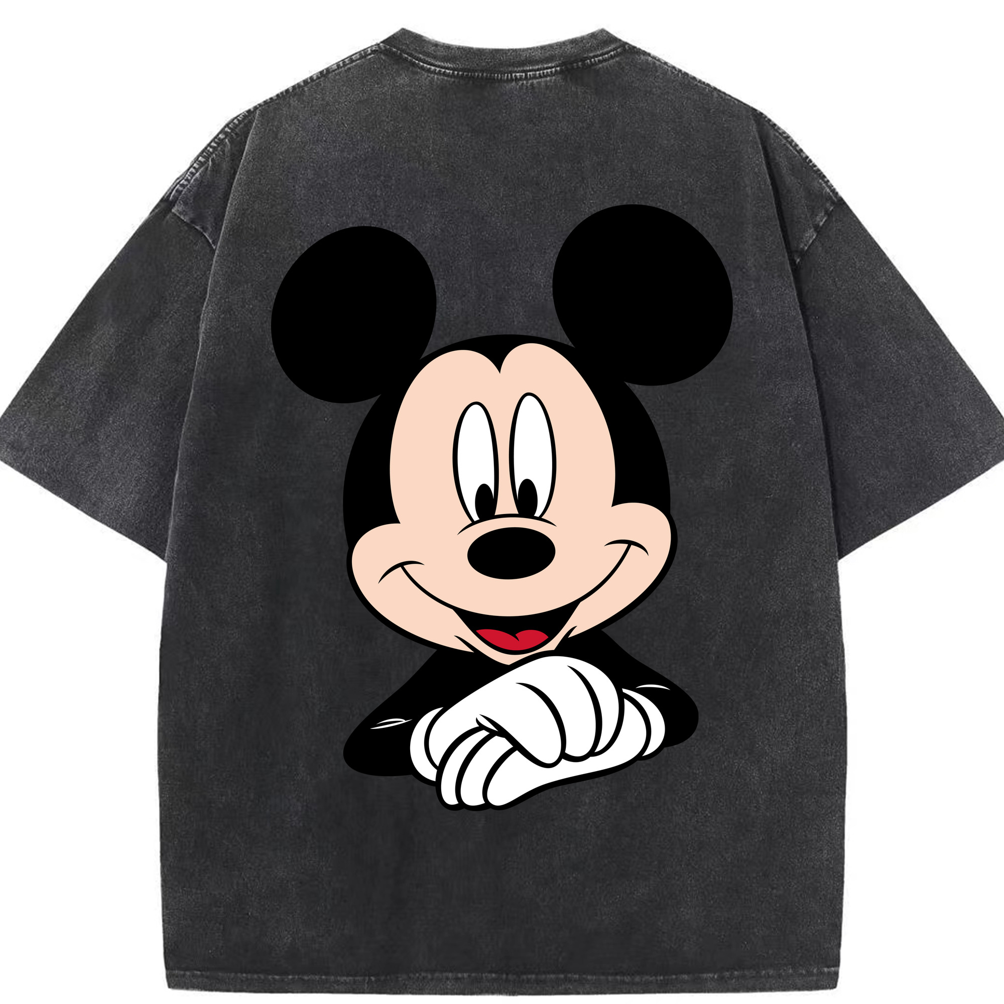 （画像用） ミッキーマウス Mickey Mouse 綿100% ヴィンテージ風 半袖Tシャツ（背面プリント）