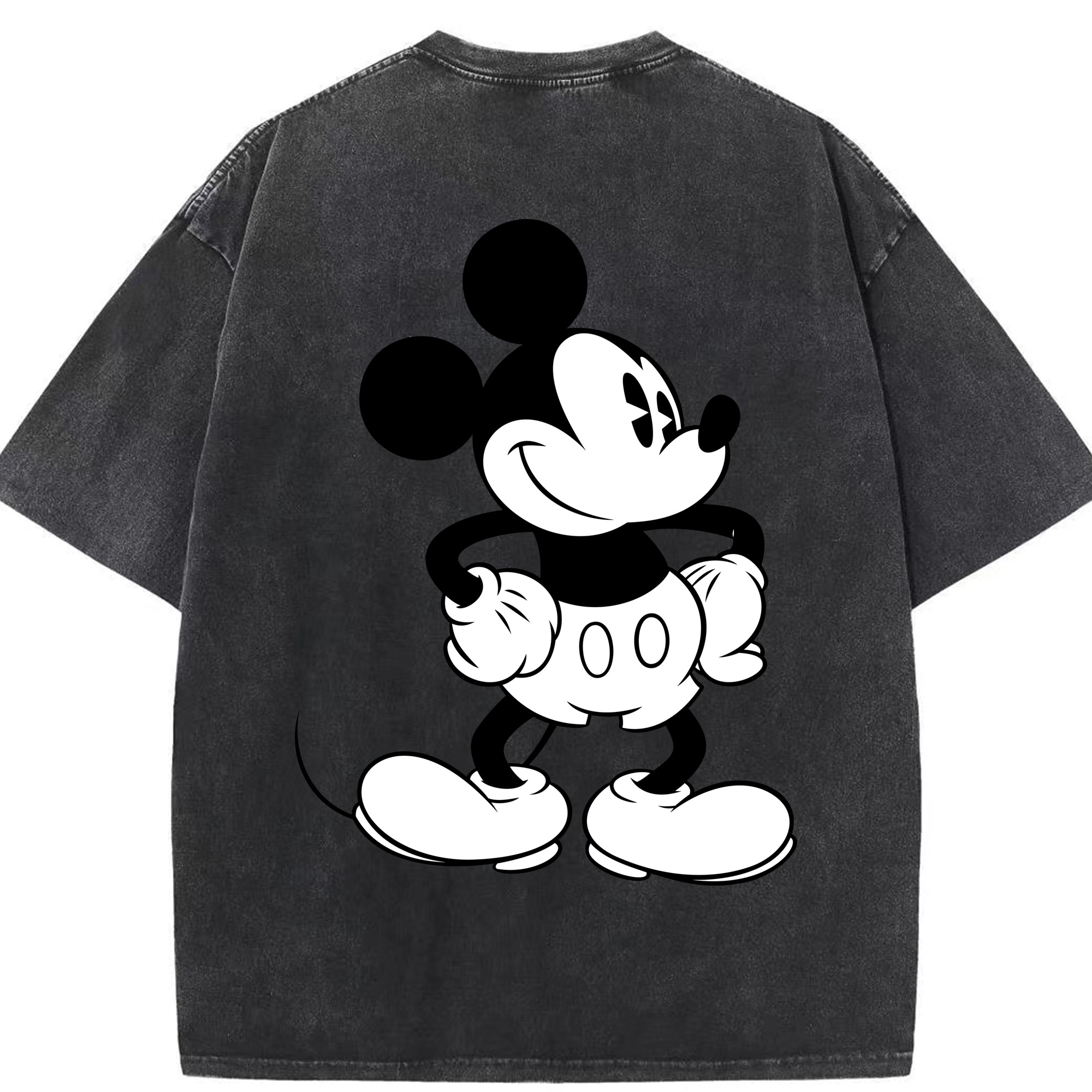 （画像用） ミッキーマウス Mickey Mouse 綿100% ヴィンテージ風 半袖Tシャツ（背面プリント）