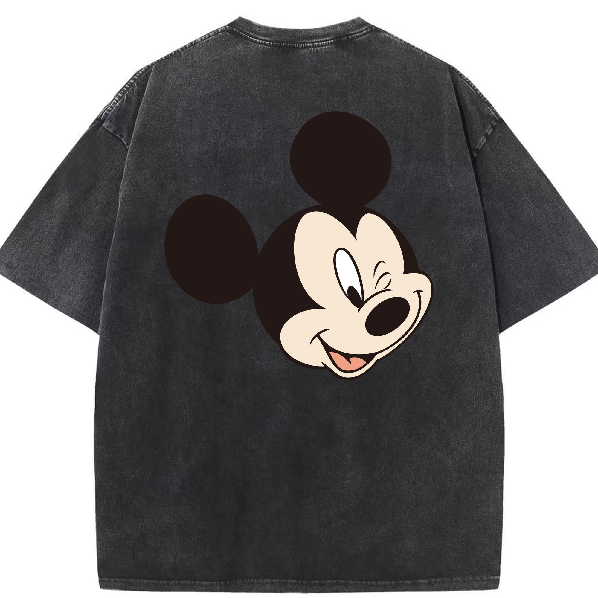 （画像用） ミッキーマウス Mickey Mouse 綿100% ヴィンテージ風 半袖Tシャツ（背面プリント）