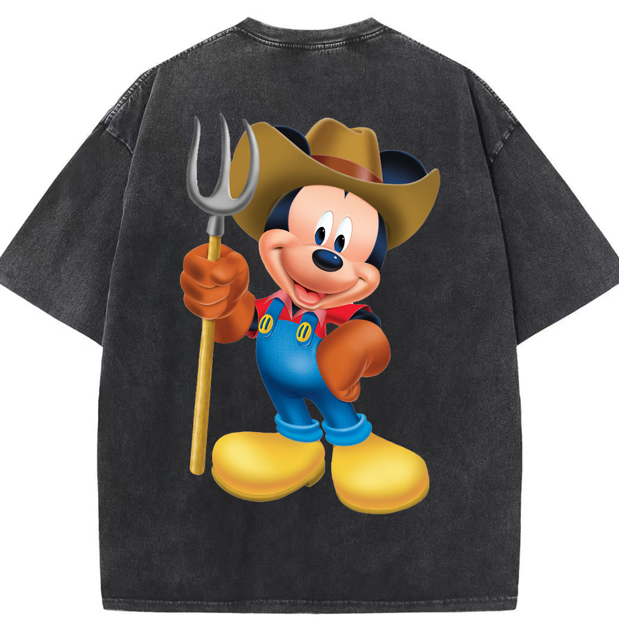 （画像用） ミッキーマウス Mickey Mouse 綿100% ヴィンテージ風 半袖Tシャツ（背面プリント）