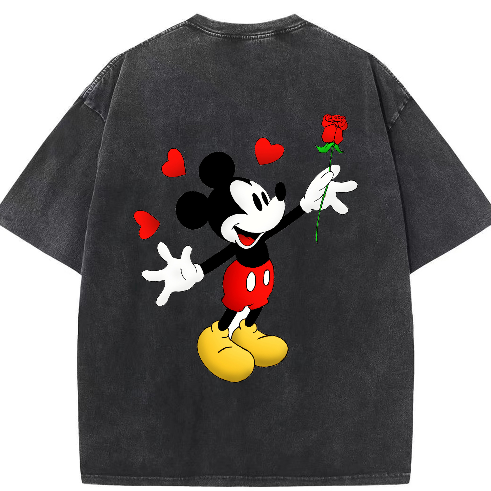 （画像用） ミッキーマウス Mickey Mouse 綿100% ヴィンテージ風 半袖Tシャツ（背面プリント）