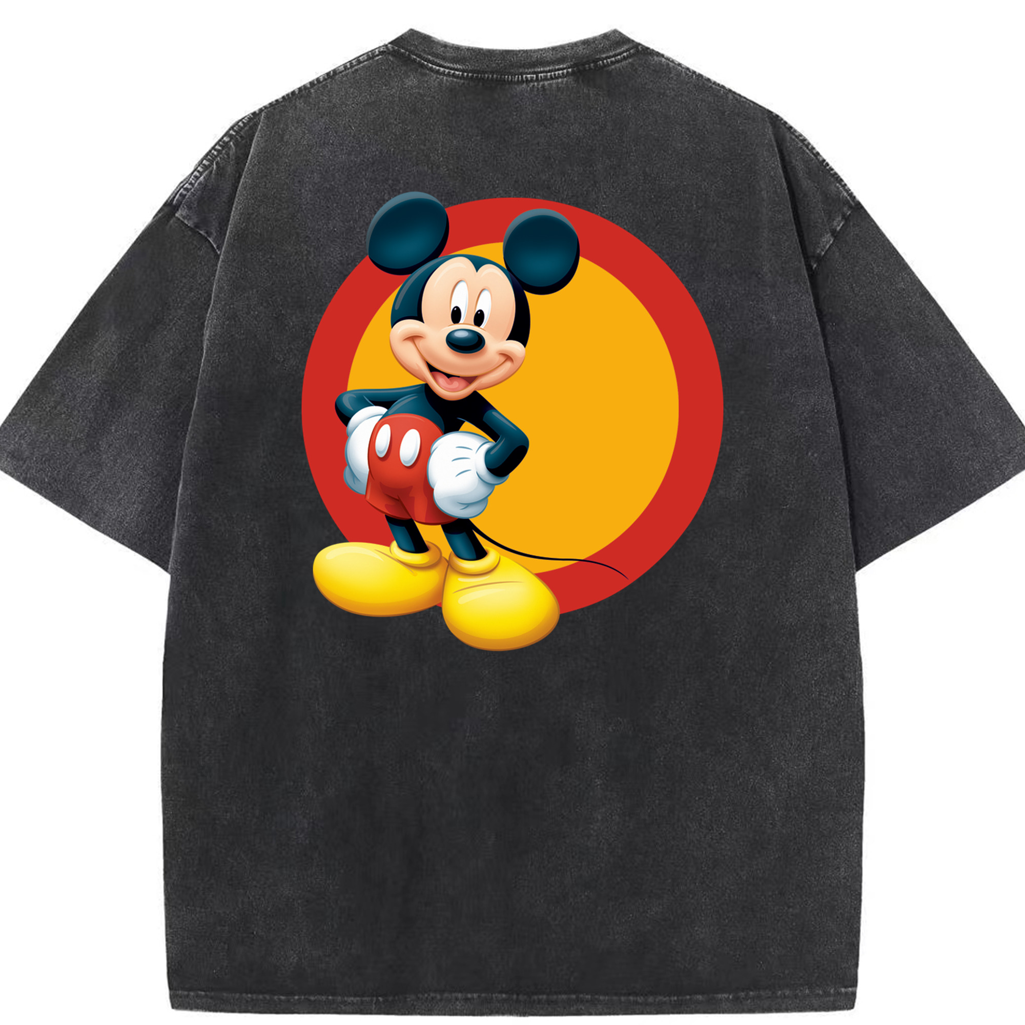 （画像用） ミッキーマウス Mickey Mouse 綿100% ヴィンテージ風 半袖Tシャツ（背面プリント）