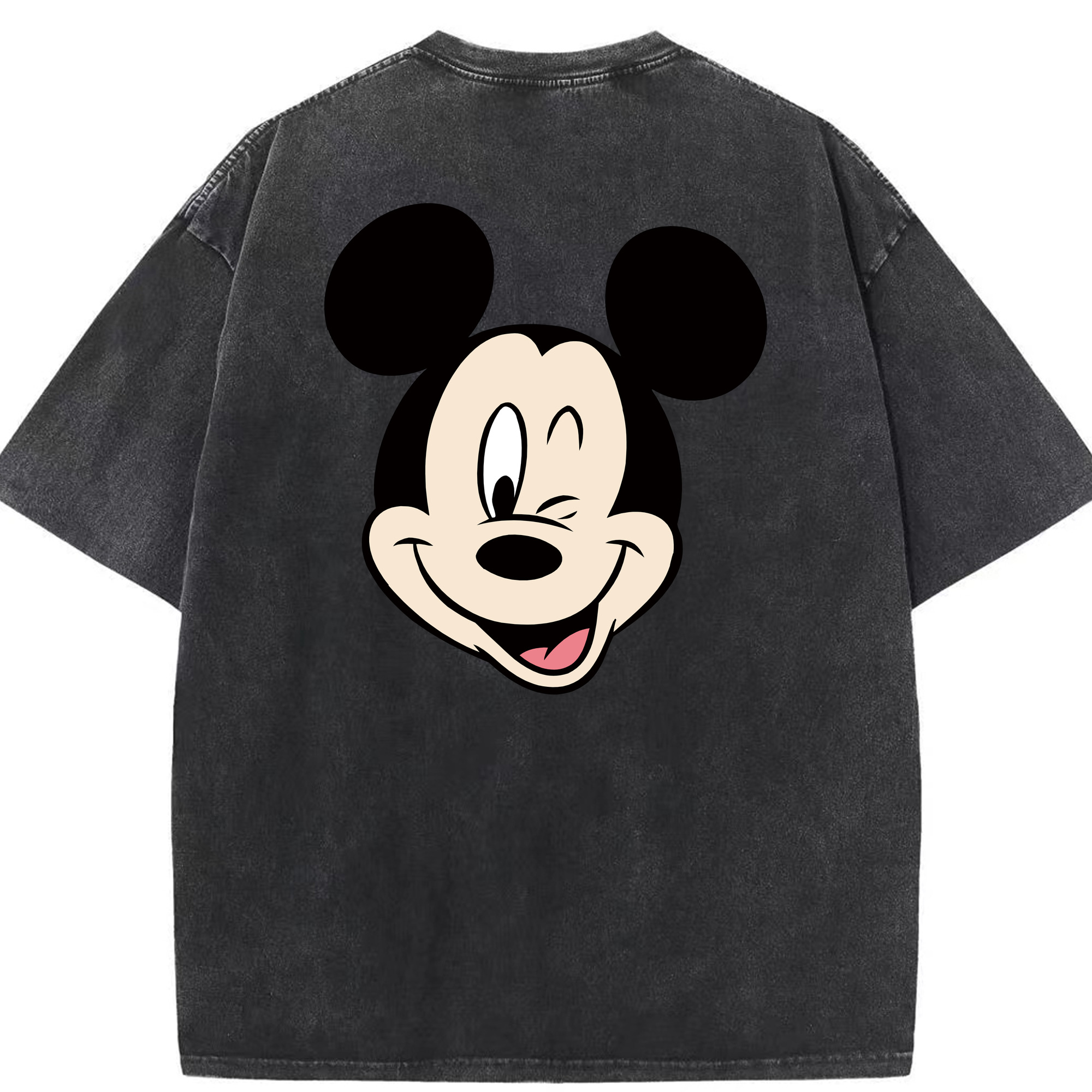 （画像用） ミッキーマウス Mickey Mouse 綿100% ヴィンテージ風 半袖Tシャツ（背面プリント）
