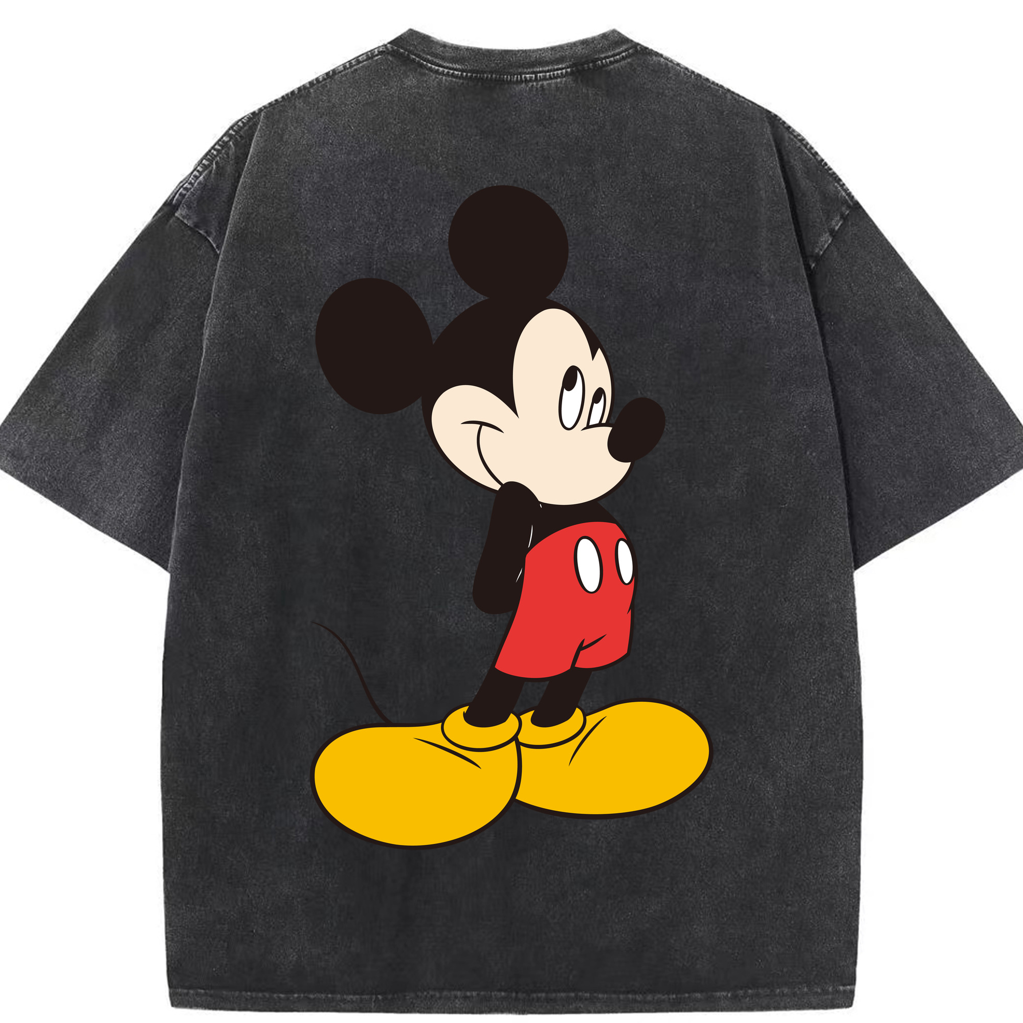 （画像用） ミッキーマウス Mickey Mouse 綿100% ヴィンテージ風 半袖Tシャツ（背面プリント）