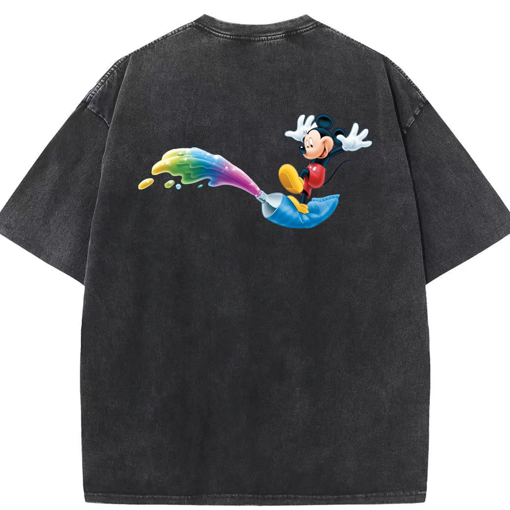 （画像用） ミッキーマウス Mickey Mouse 綿100% ヴィンテージ風 半袖Tシャツ（背面プリント）