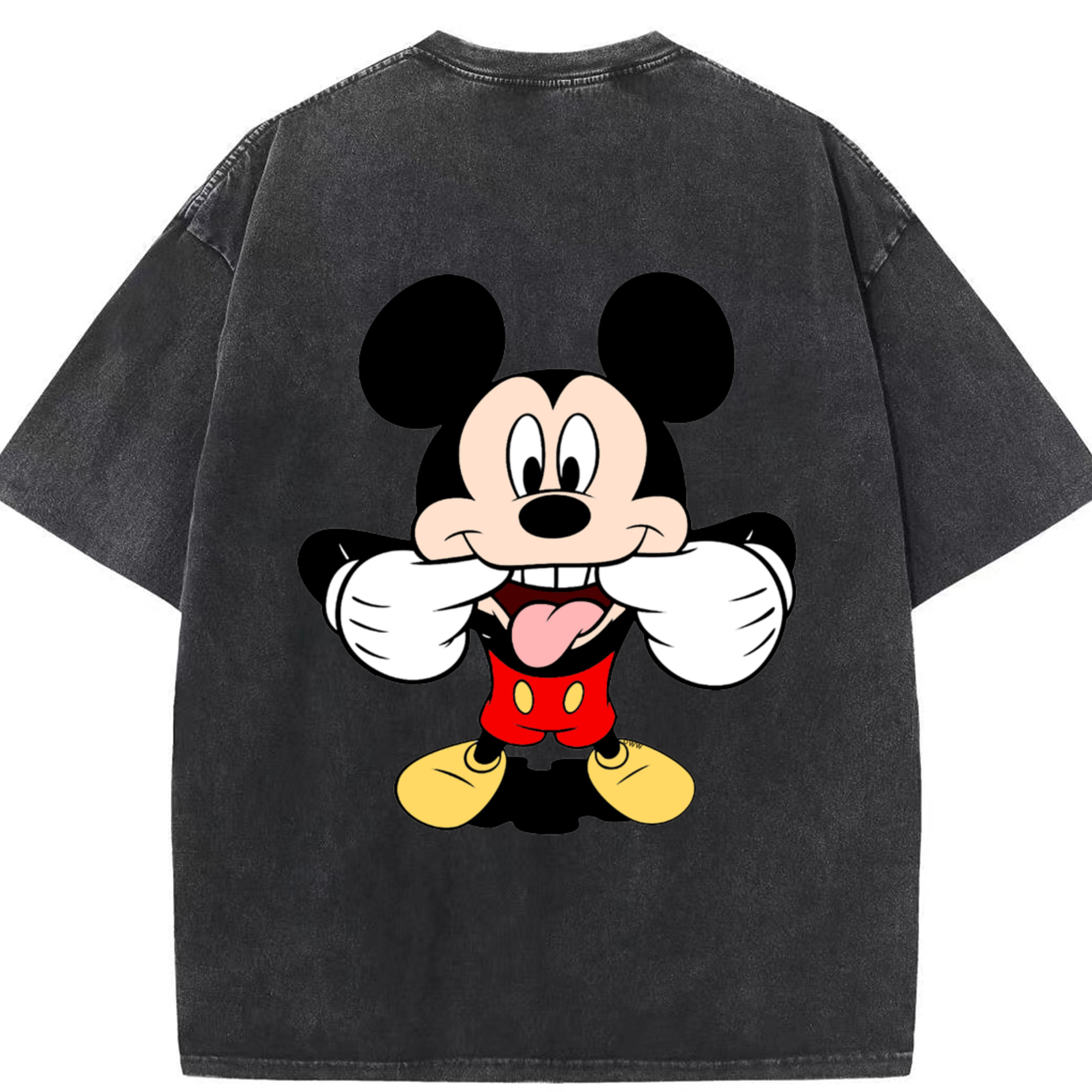 （画像用） ミッキーマウス Mickey Mouse 綿100% ヴィンテージ風 半袖Tシャツ（背面プリント）