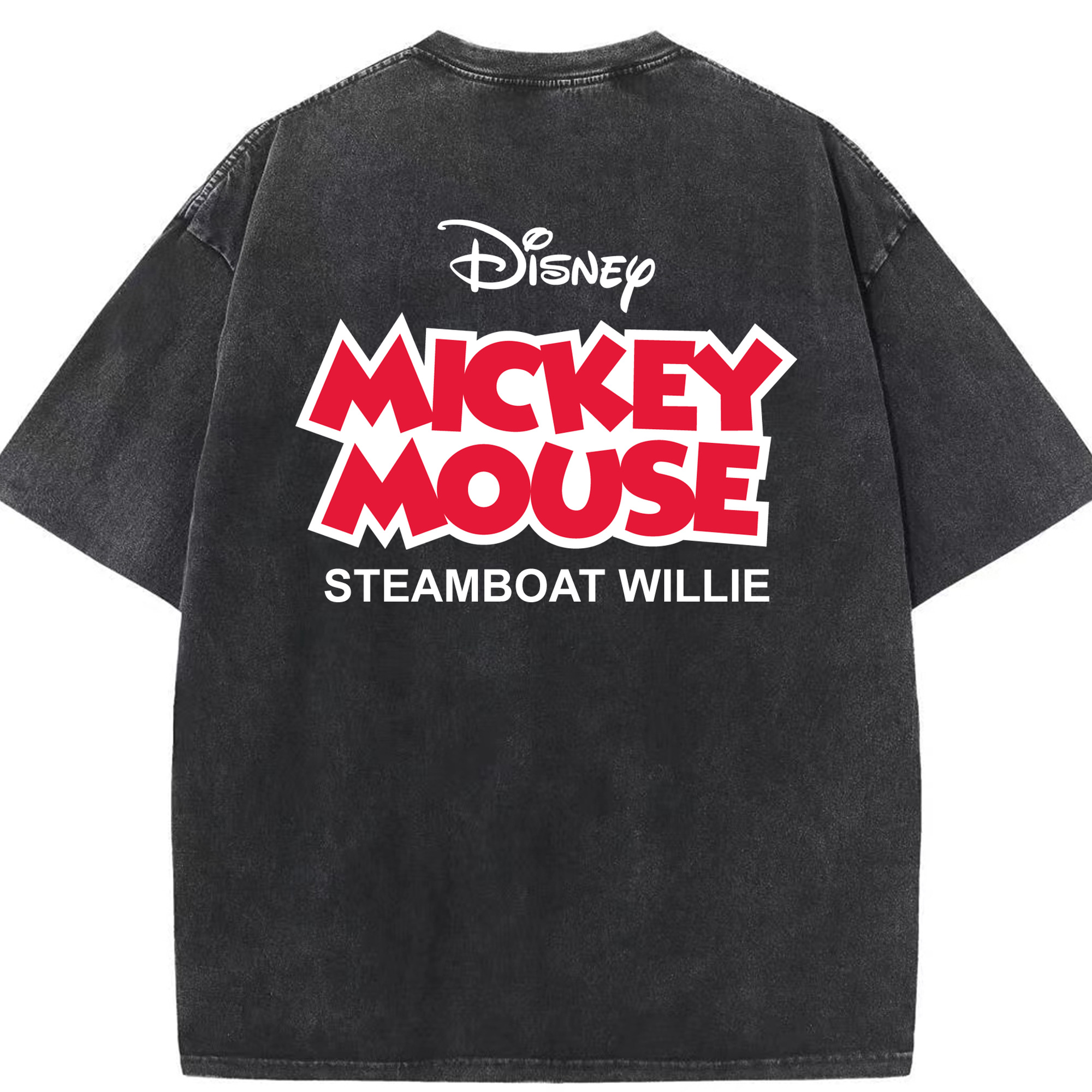 （画像用） ミッキーマウス Mickey Mouse 綿100% ヴィンテージ風 半袖Tシャツ（背面プリント）