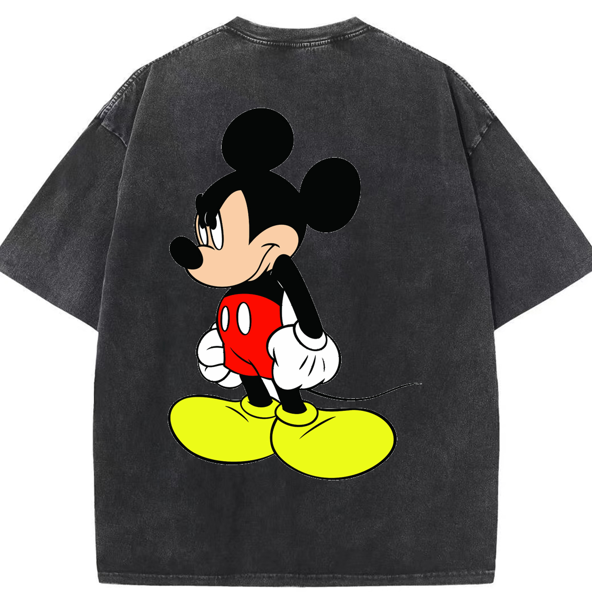 （画像用） ミッキーマウス Mickey Mouse 綿100% ヴィンテージ風 半袖Tシャツ（背面プリント）