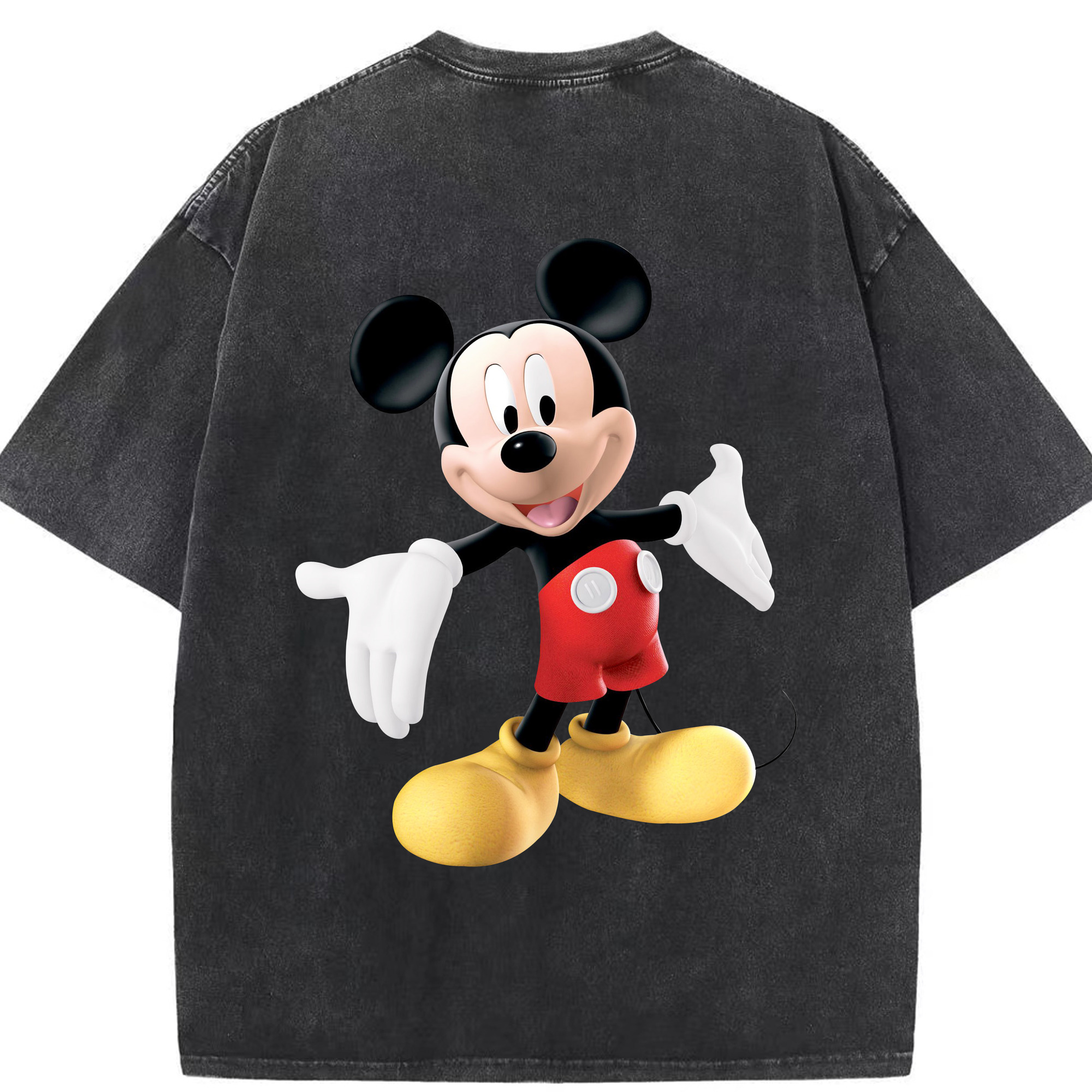 （画像用） ミッキーマウス Mickey Mouse 綿100% ヴィンテージ風 半袖Tシャツ（背面プリント）