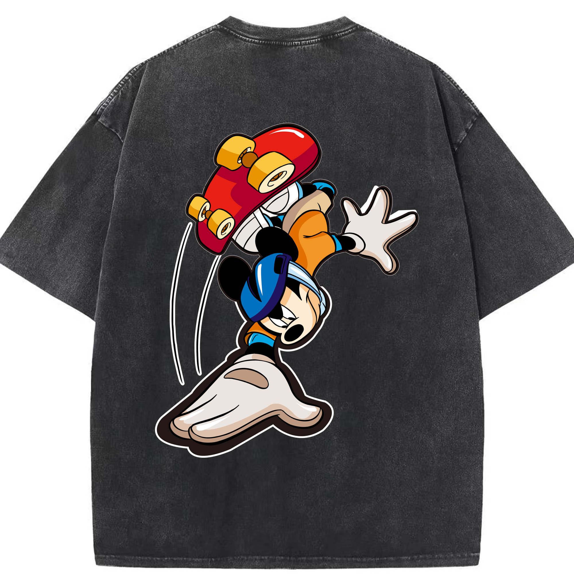 （画像用） ミッキーマウス Mickey Mouse 綿100% ヴィンテージ風 半袖Tシャツ（背面プリント）
