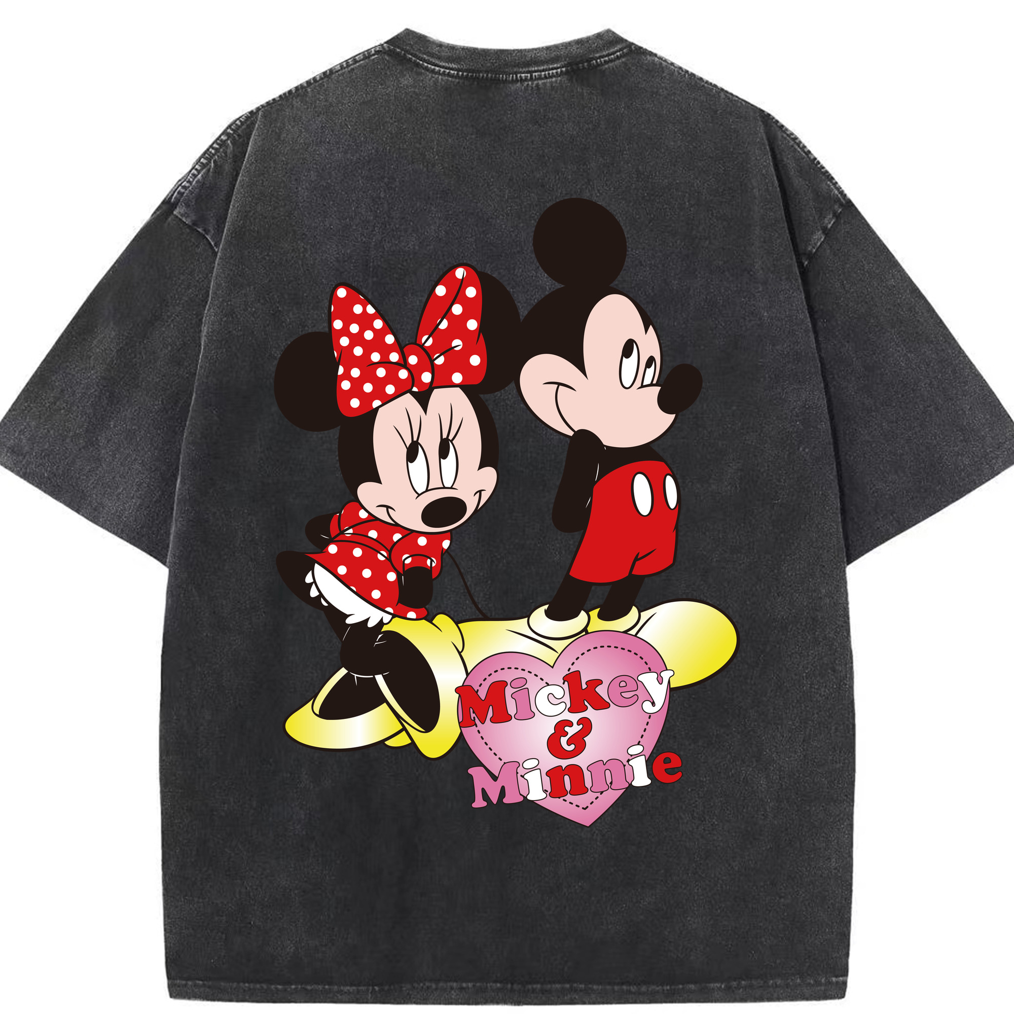（画像用） ミッキーマウス Mickey Mouse 綿100% ヴィンテージ風 半袖Tシャツ（背面プリント）