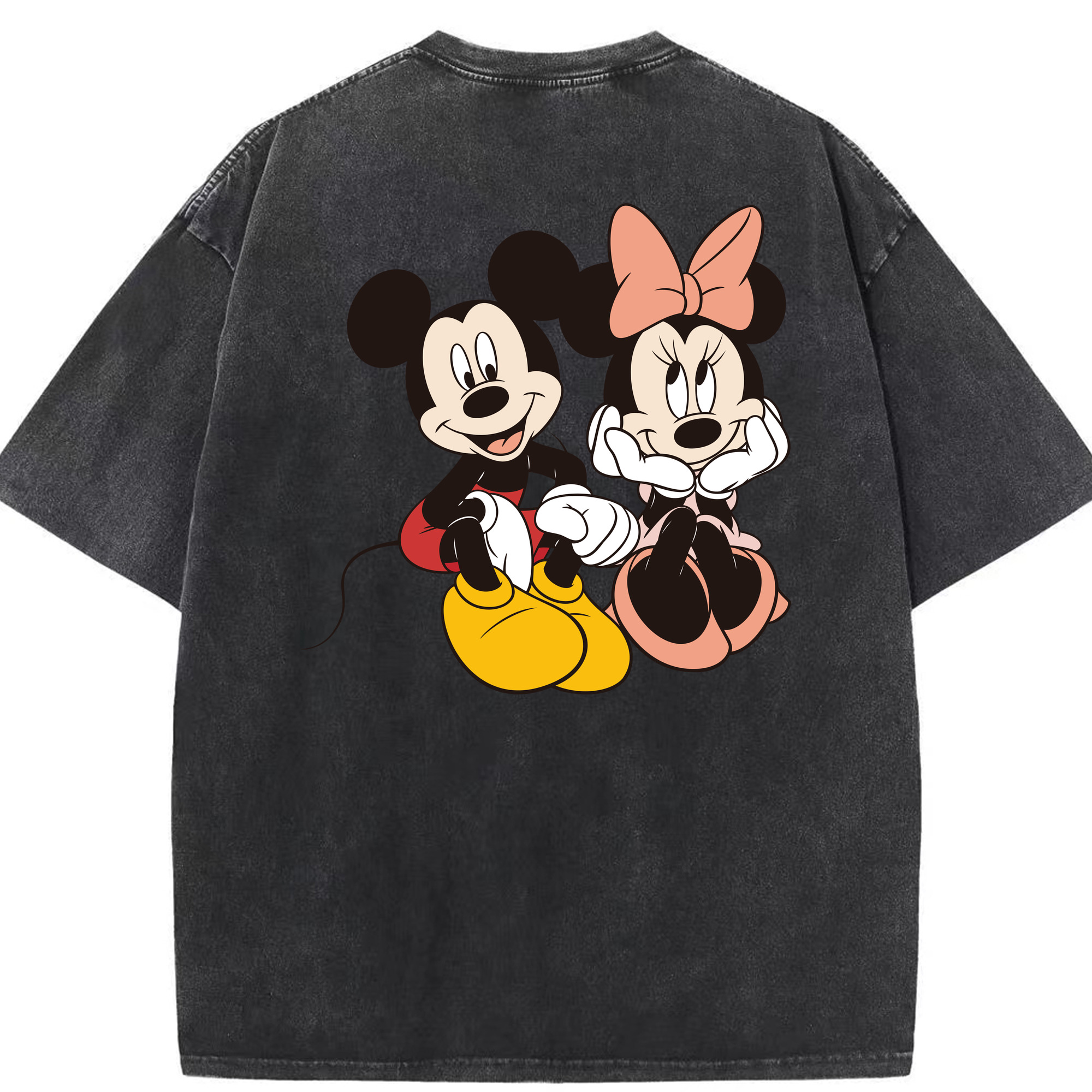 （画像用） ミッキーマウス Mickey Mouse 綿100% ヴィンテージ風 半袖Tシャツ（背面プリント）