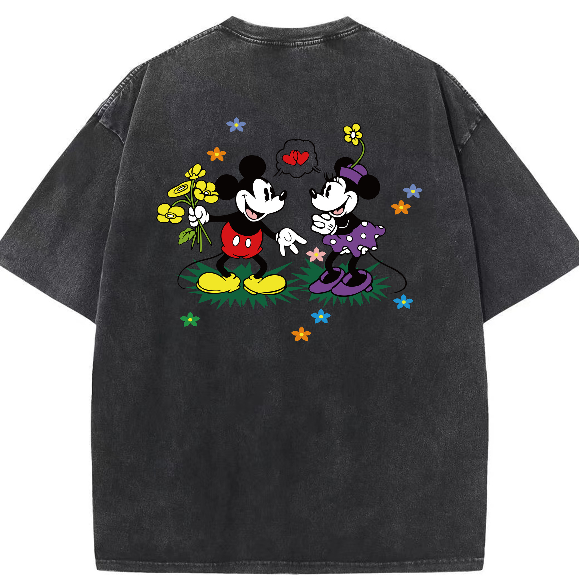 （画像用） ミッキーマウス Mickey Mouse 綿100% ヴィンテージ風 半袖Tシャツ（背面プリント）