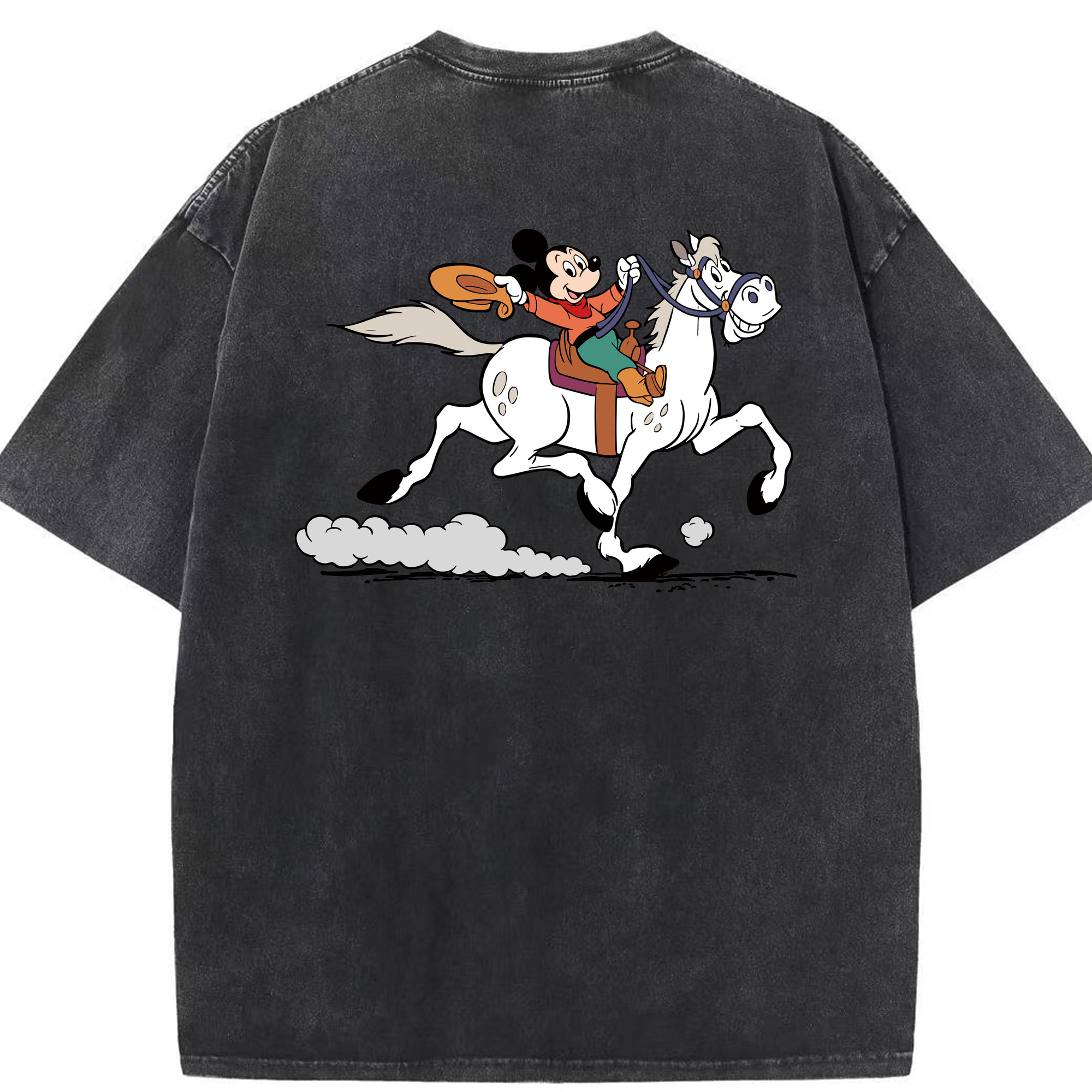 （画像用） ミッキーマウス Mickey Mouse 綿100% ヴィンテージ風 半袖Tシャツ（背面プリント）