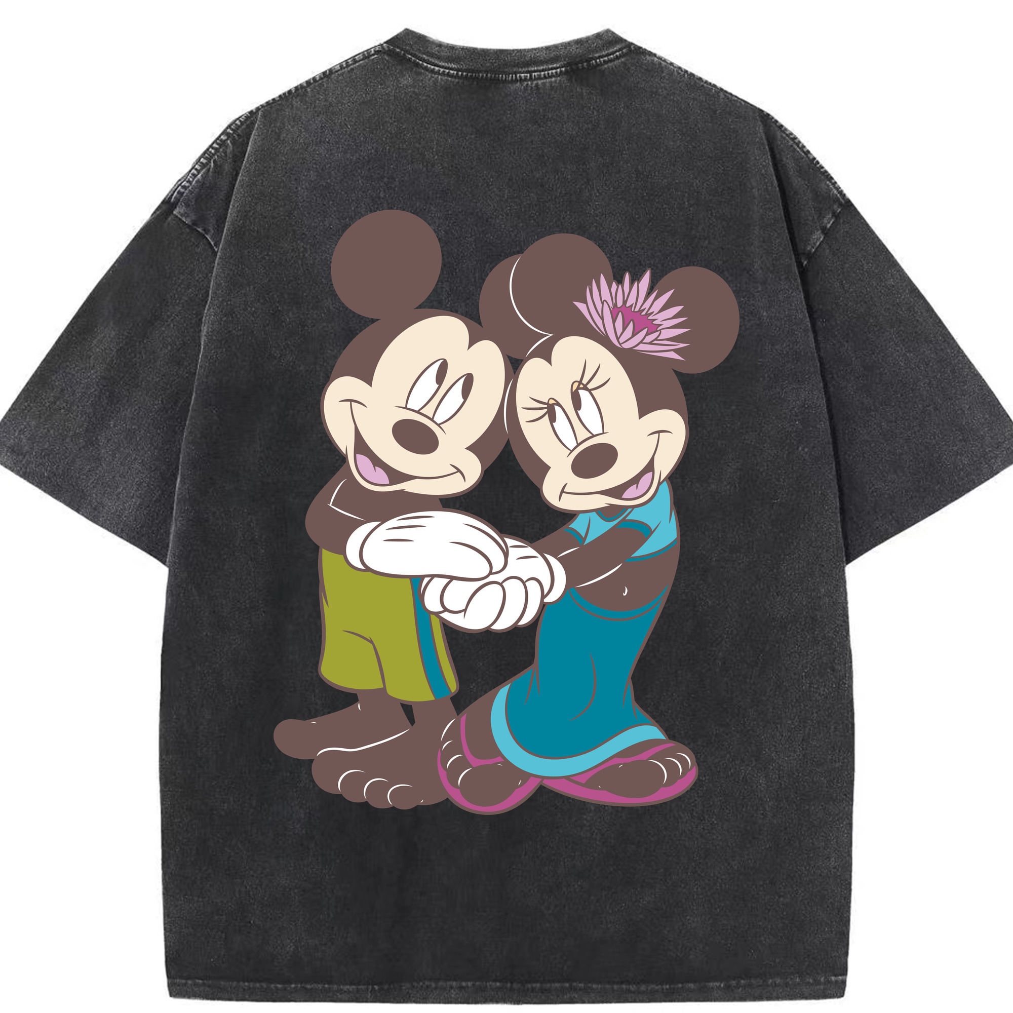 （画像用） ミッキーマウス Mickey Mouse 綿100% ヴィンテージ風 半袖Tシャツ（背面プリント）