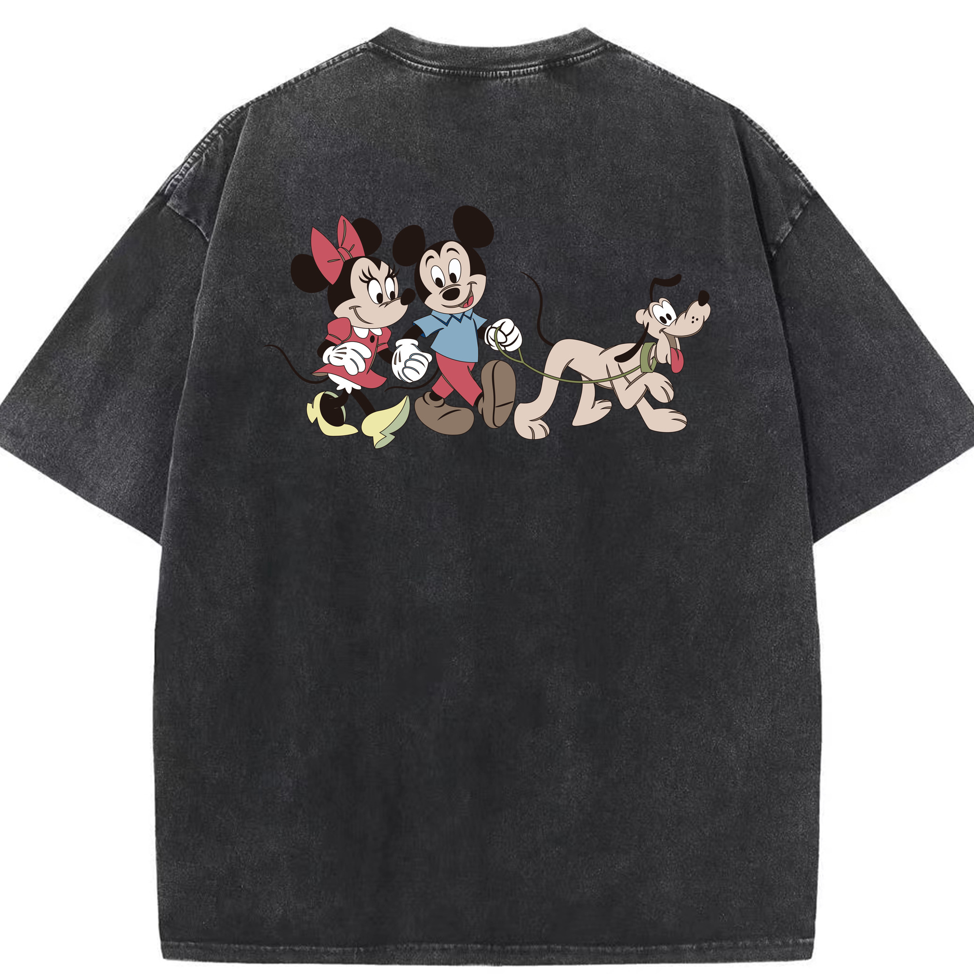 （画像用） ミッキーマウス Mickey Mouse 綿100% ヴィンテージ風 半袖Tシャツ（背面プリント）