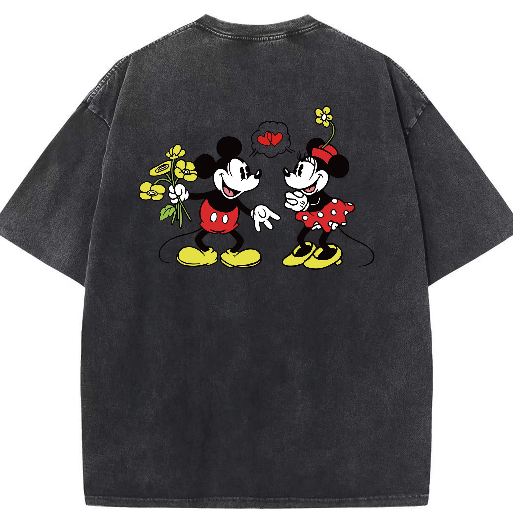 （画像用） ミッキーマウス Mickey Mouse 綿100% ヴィンテージ風 半袖Tシャツ（背面プリント）