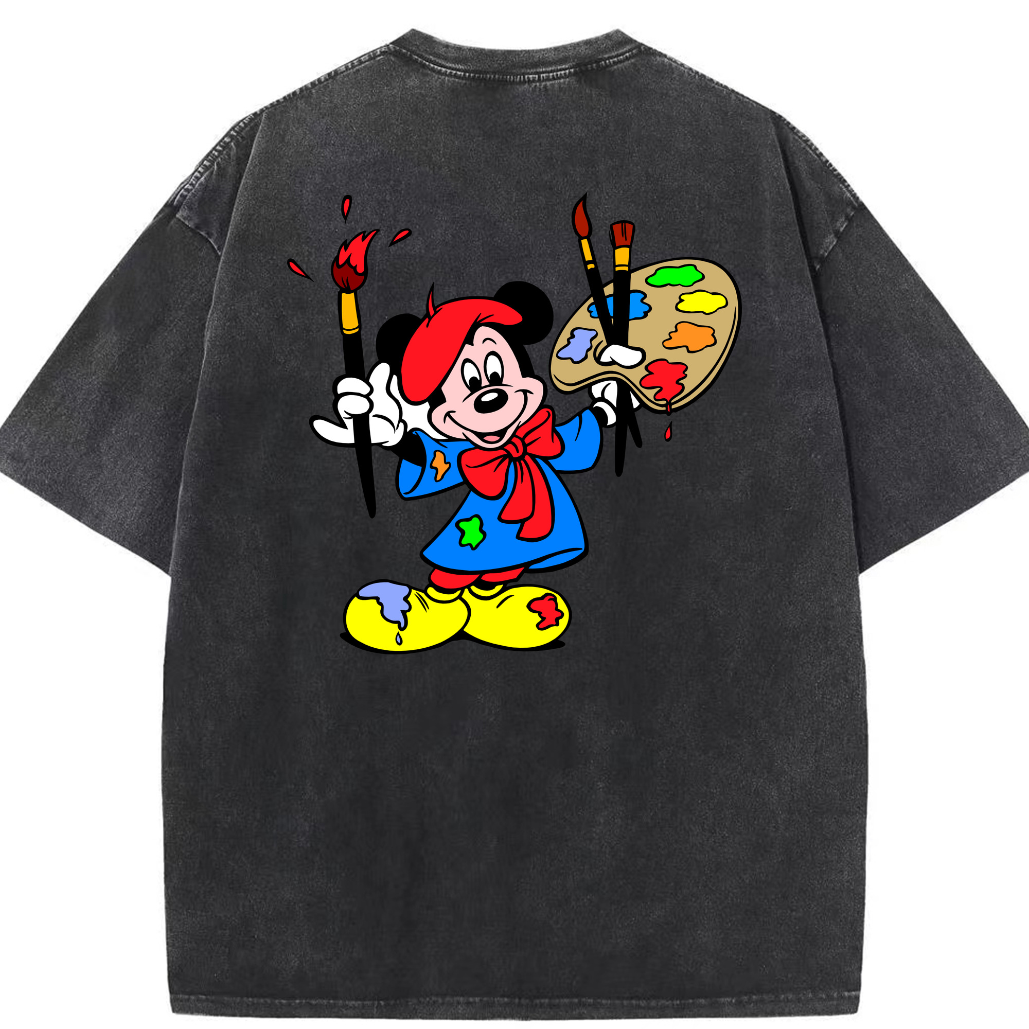（画像用） ミッキーマウス Mickey Mouse 綿100% ヴィンテージ風 半袖Tシャツ（背面プリント）