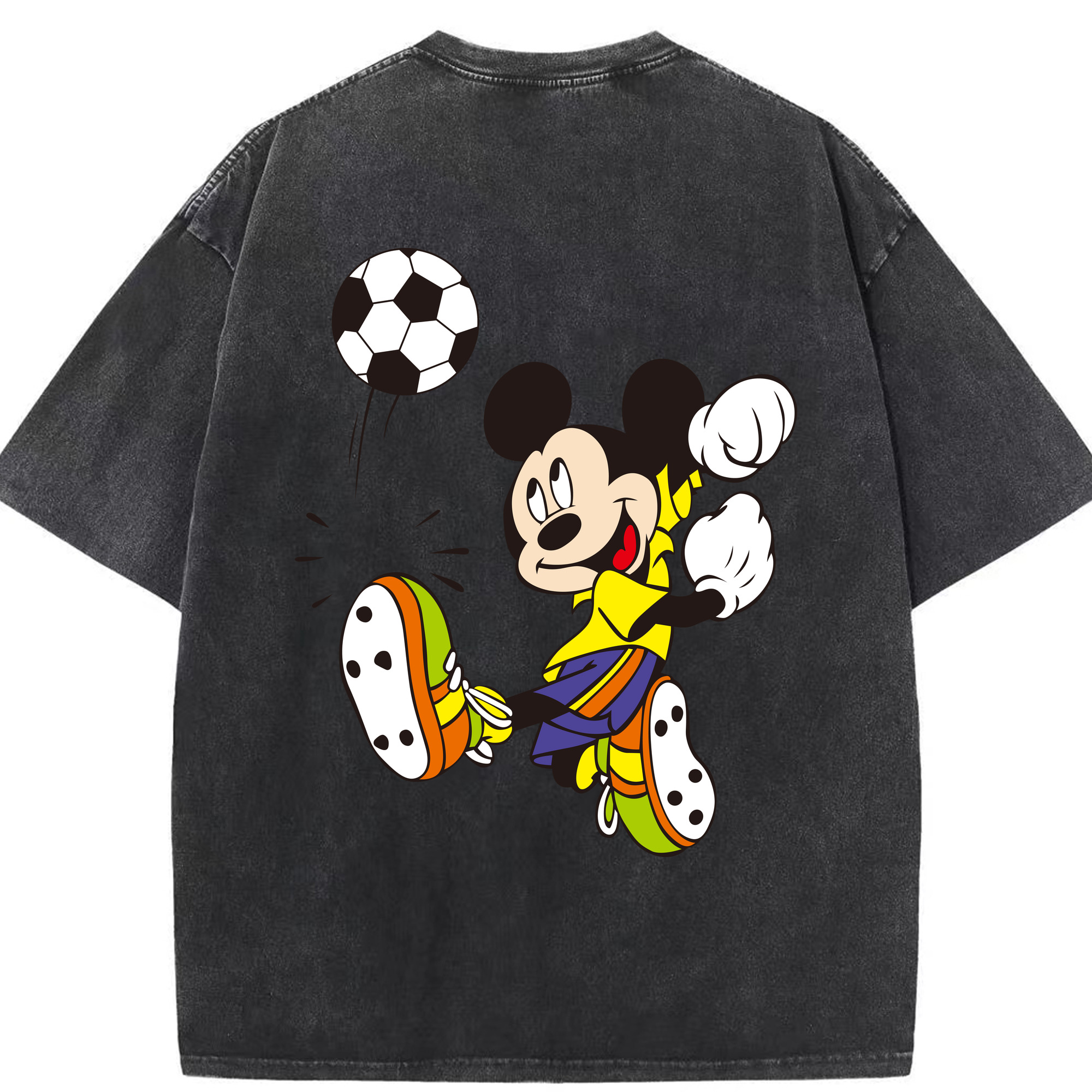 （画像用） ミッキーマウス Mickey Mouse 綿100% ヴィンテージ風 半袖Tシャツ（背面プリント）