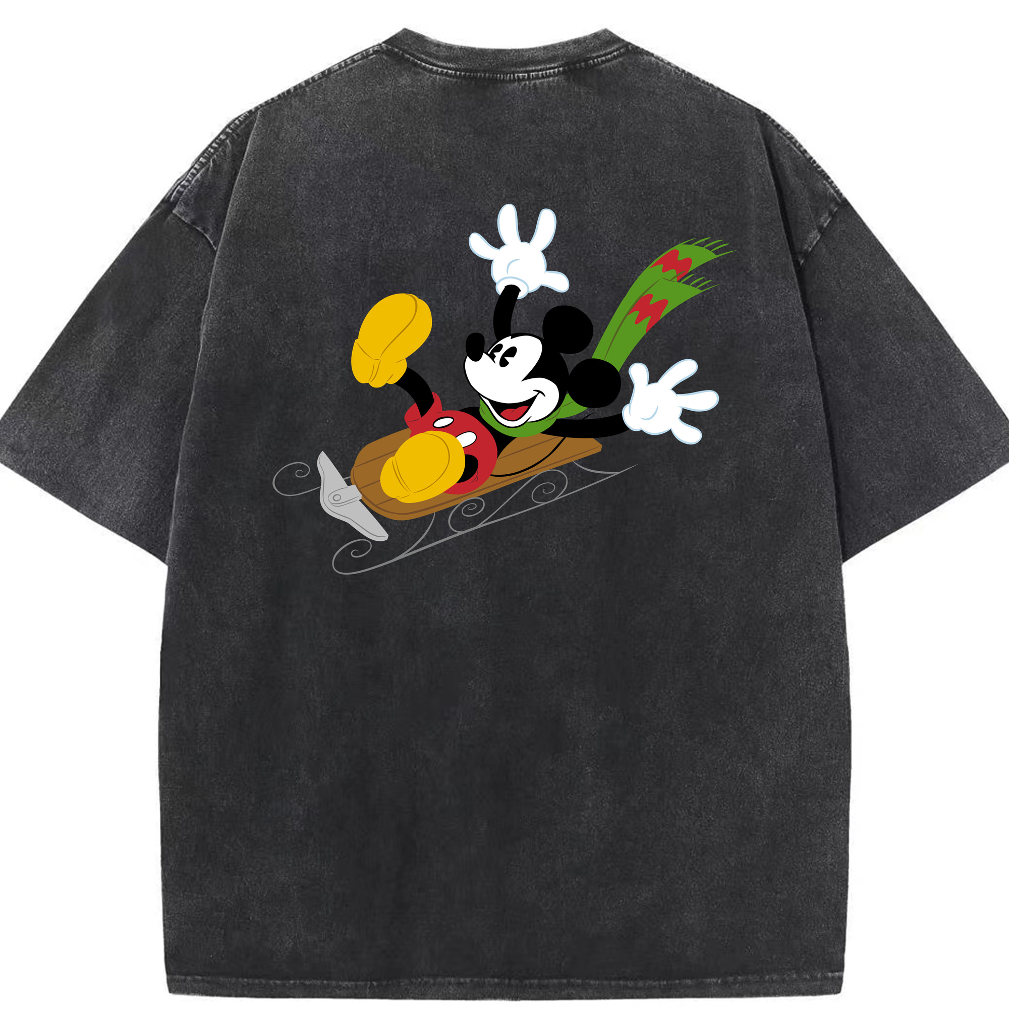 （画像用） ミッキーマウス Mickey Mouse 綿100% ヴィンテージ風 半袖Tシャツ（背面プリント）