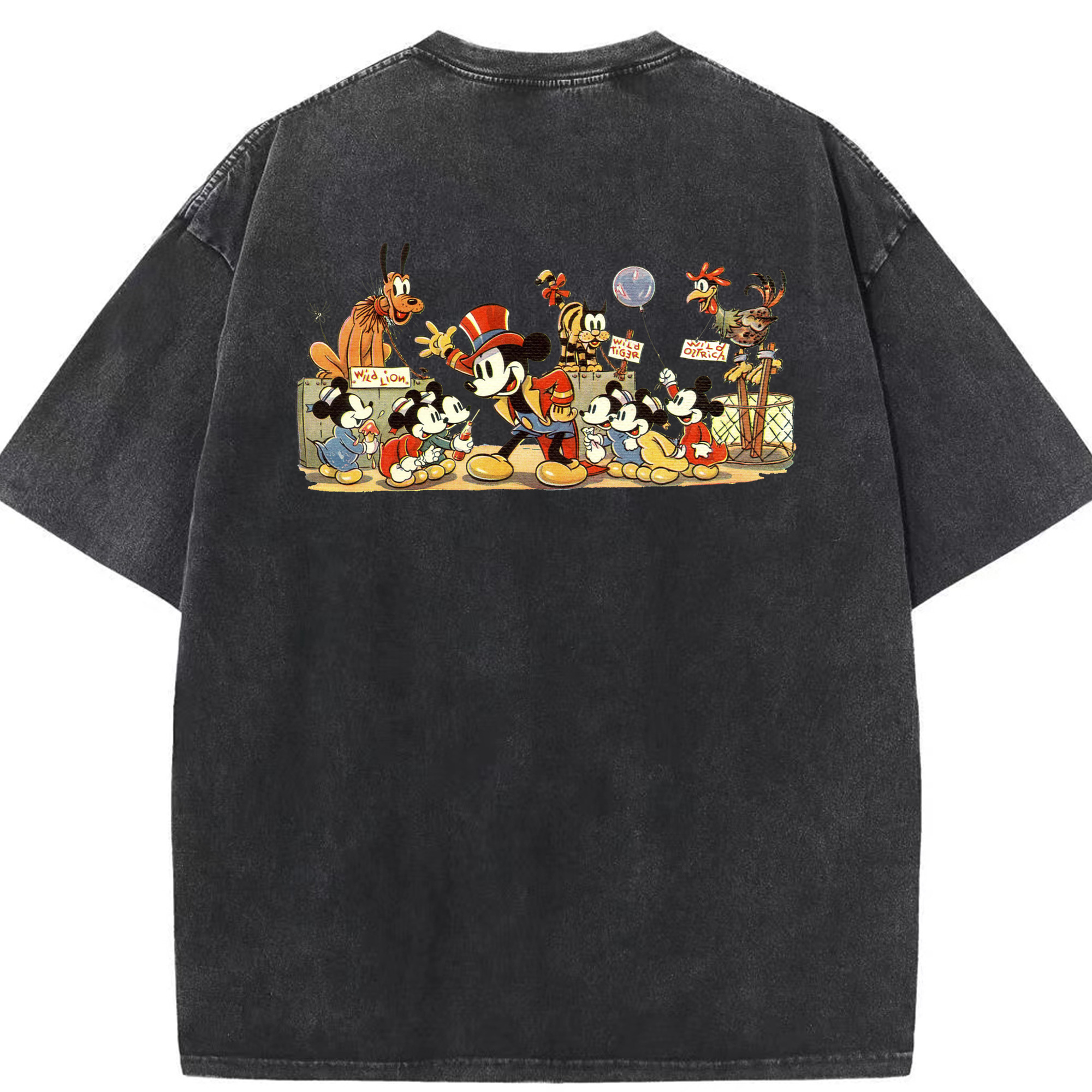 （画像用） ミッキーマウス Mickey Mouse 綿100% ヴィンテージ風 半袖Tシャツ（背面プリント）