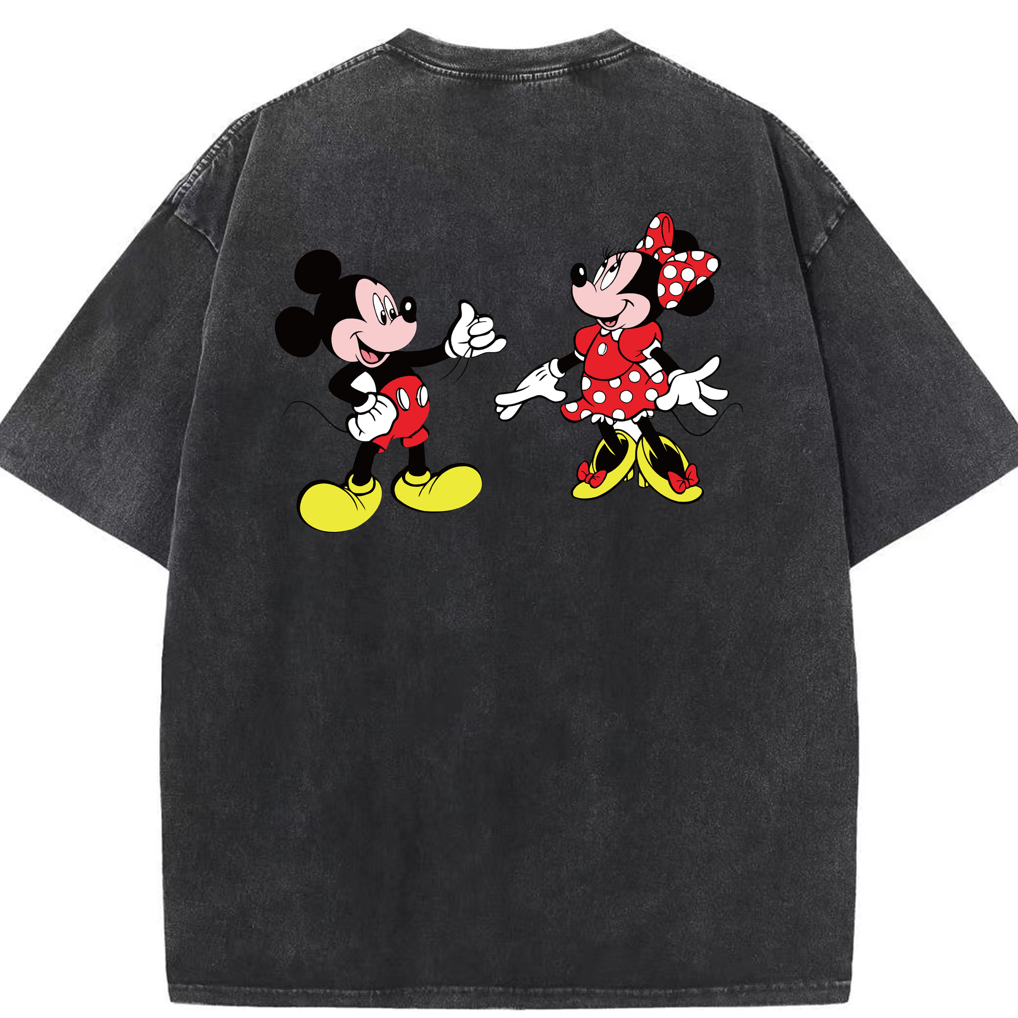 （画像用） ミッキーマウス Mickey Mouse 綿100% ヴィンテージ風 半袖Tシャツ（背面プリント）