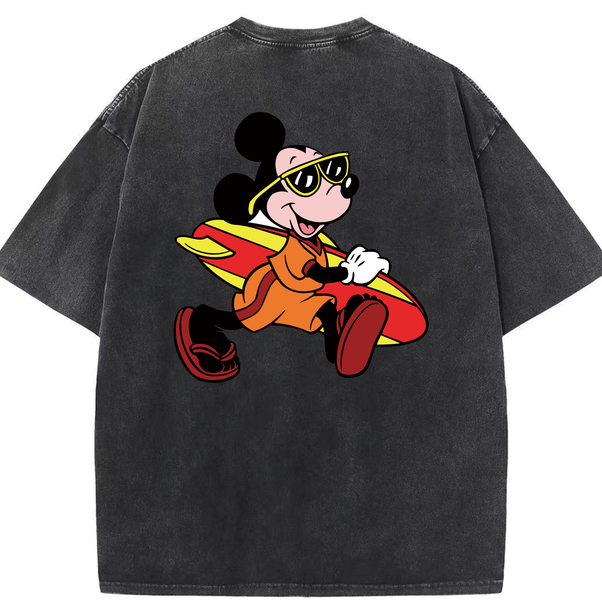（画像用） ミッキーマウス Mickey Mouse 綿100% ヴィンテージ風 半袖Tシャツ（背面プリント）
