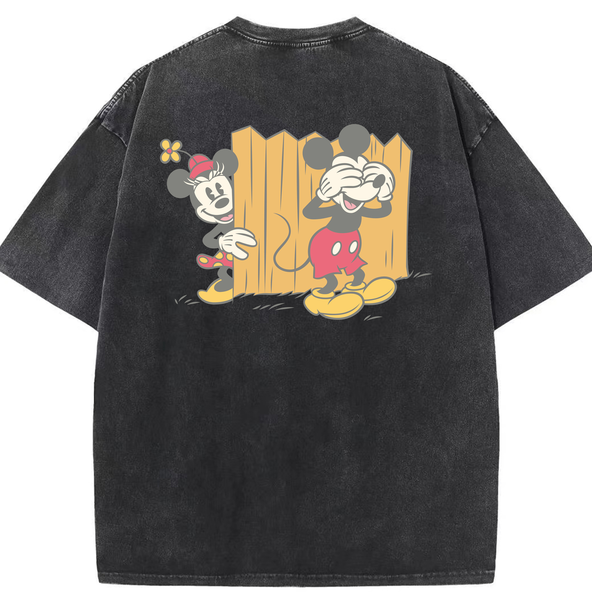 （画像用） ミッキーマウス Mickey Mouse 綿100% ヴィンテージ風 半袖Tシャツ（背面プリント）