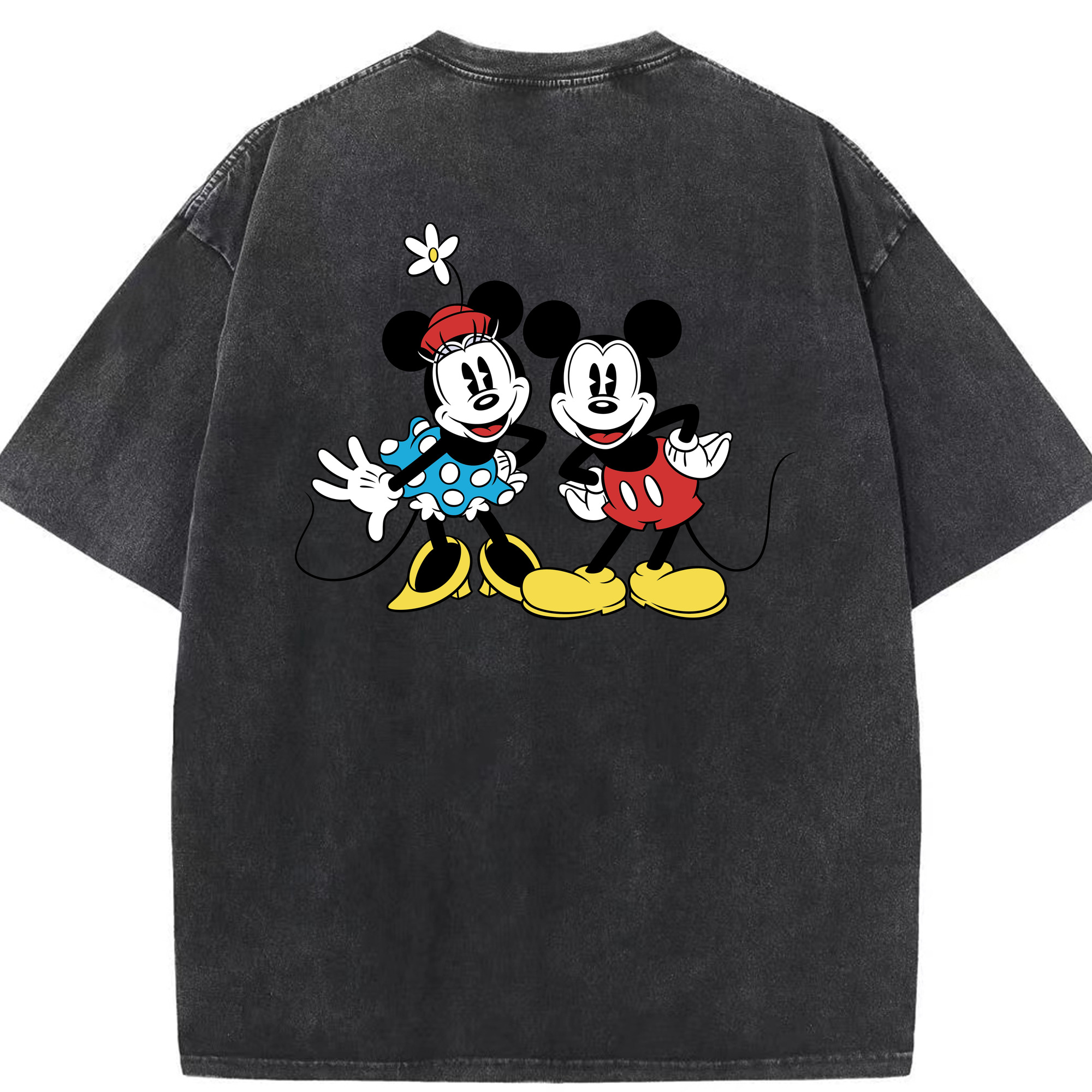（画像用） ミッキーマウス Mickey Mouse 綿100% ヴィンテージ風 半袖Tシャツ（背面プリント）