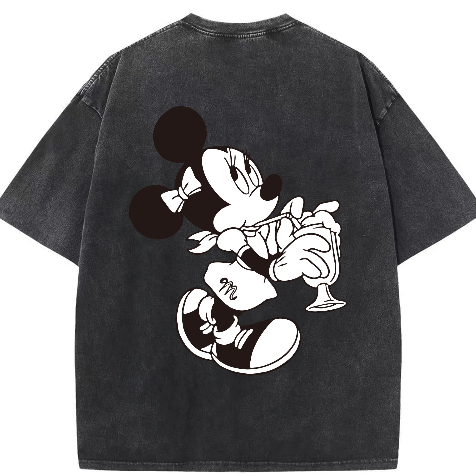 （画像用） ミッキーマウス Mickey Mouse 綿100% ヴィンテージ風 半袖Tシャツ（背面プリント）