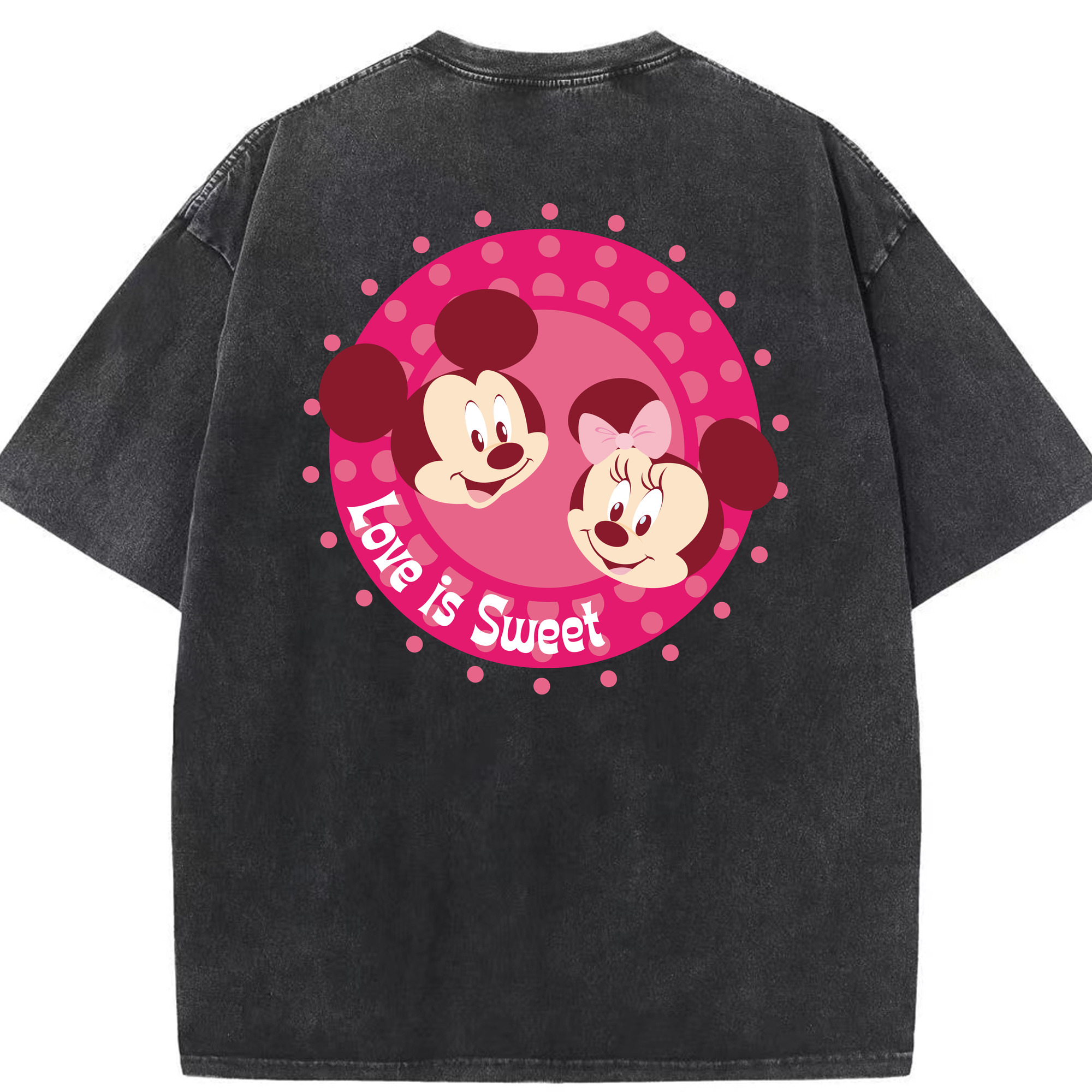 （画像用） ミッキーマウス Mickey Mouse 綿100% ヴィンテージ風 半袖Tシャツ（背面プリント）