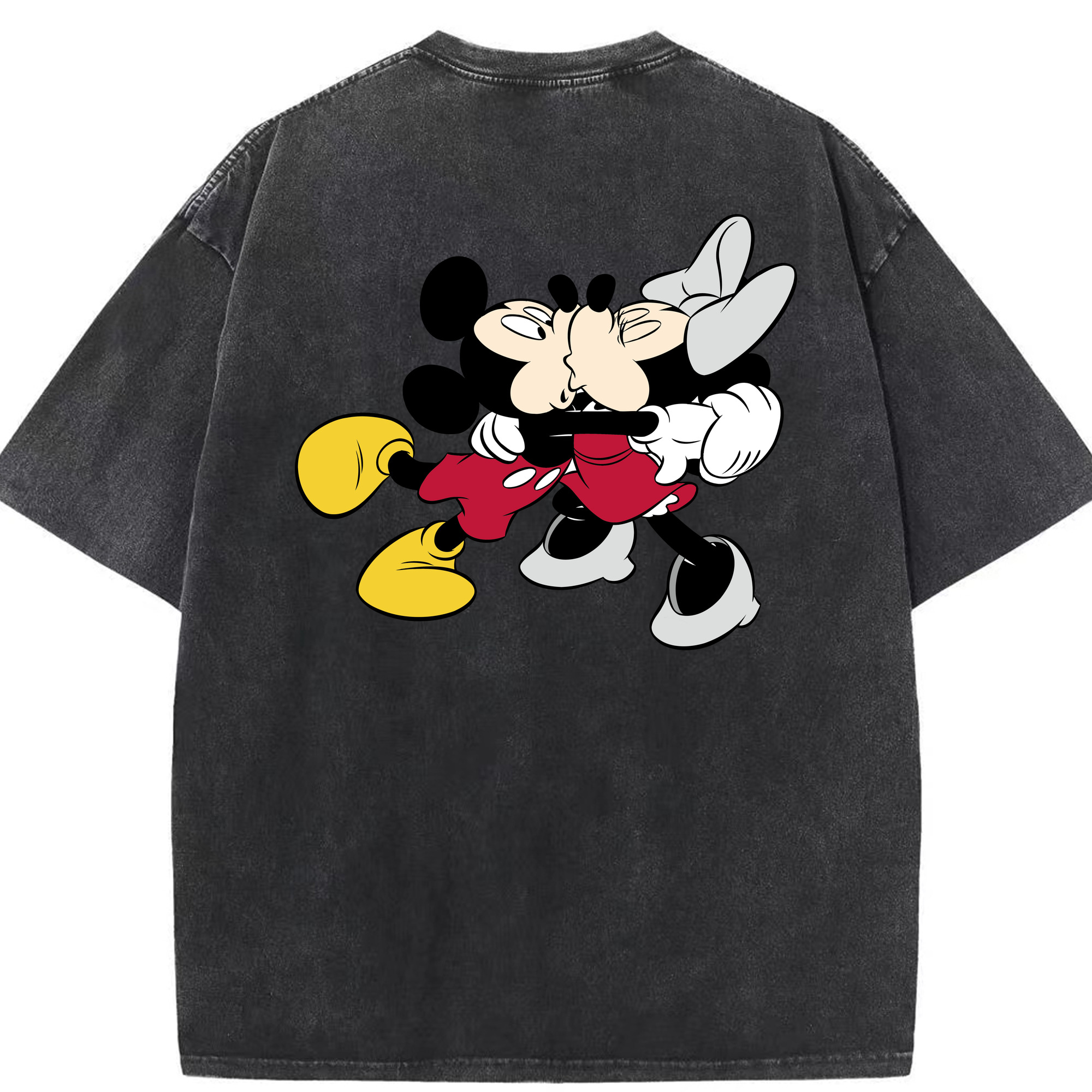 （画像用） ミッキーマウス Mickey Mouse 綿100% ヴィンテージ風 半袖Tシャツ（背面プリント）