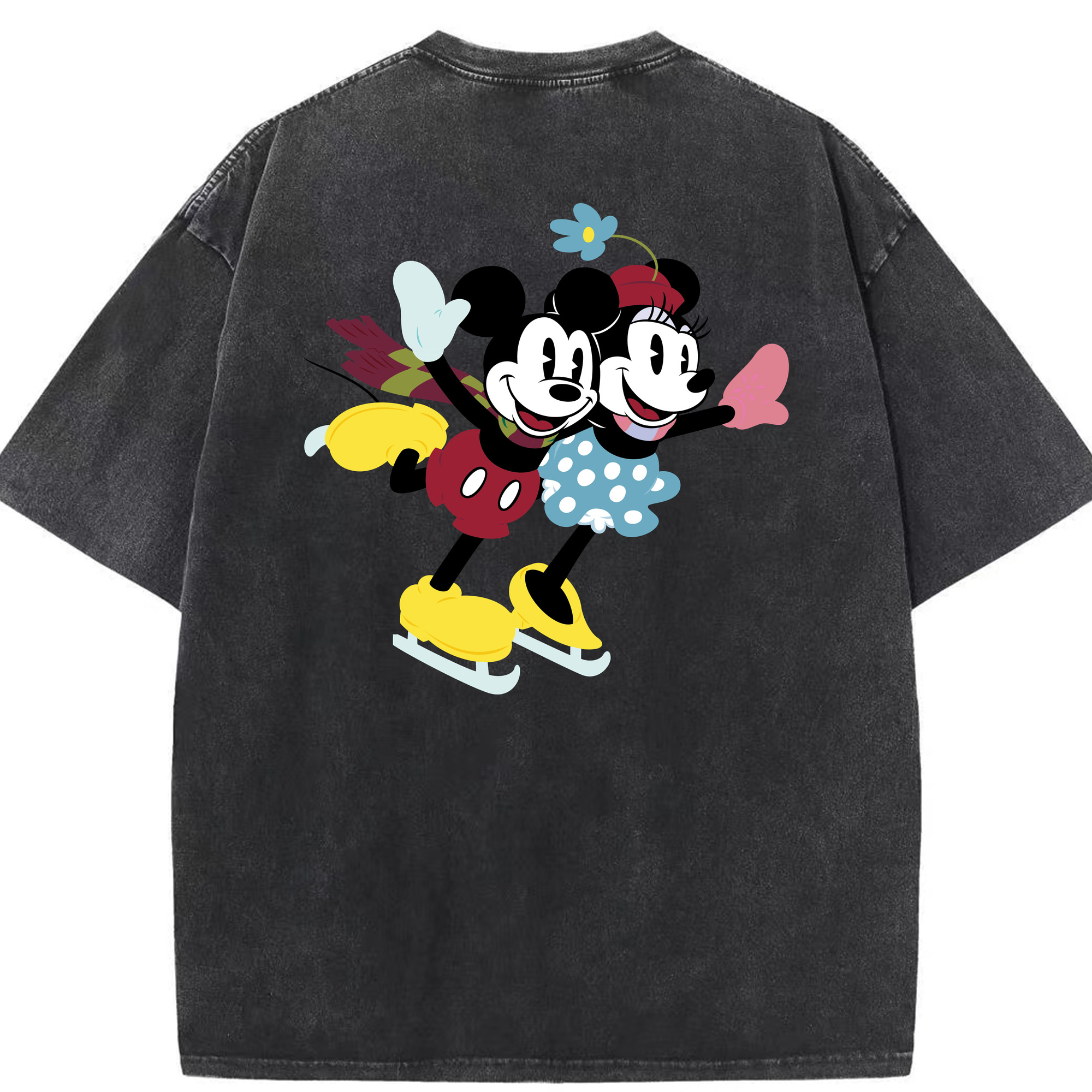 （画像用） ミッキーマウス Mickey Mouse 綿100% ヴィンテージ風 半袖Tシャツ（背面プリント）