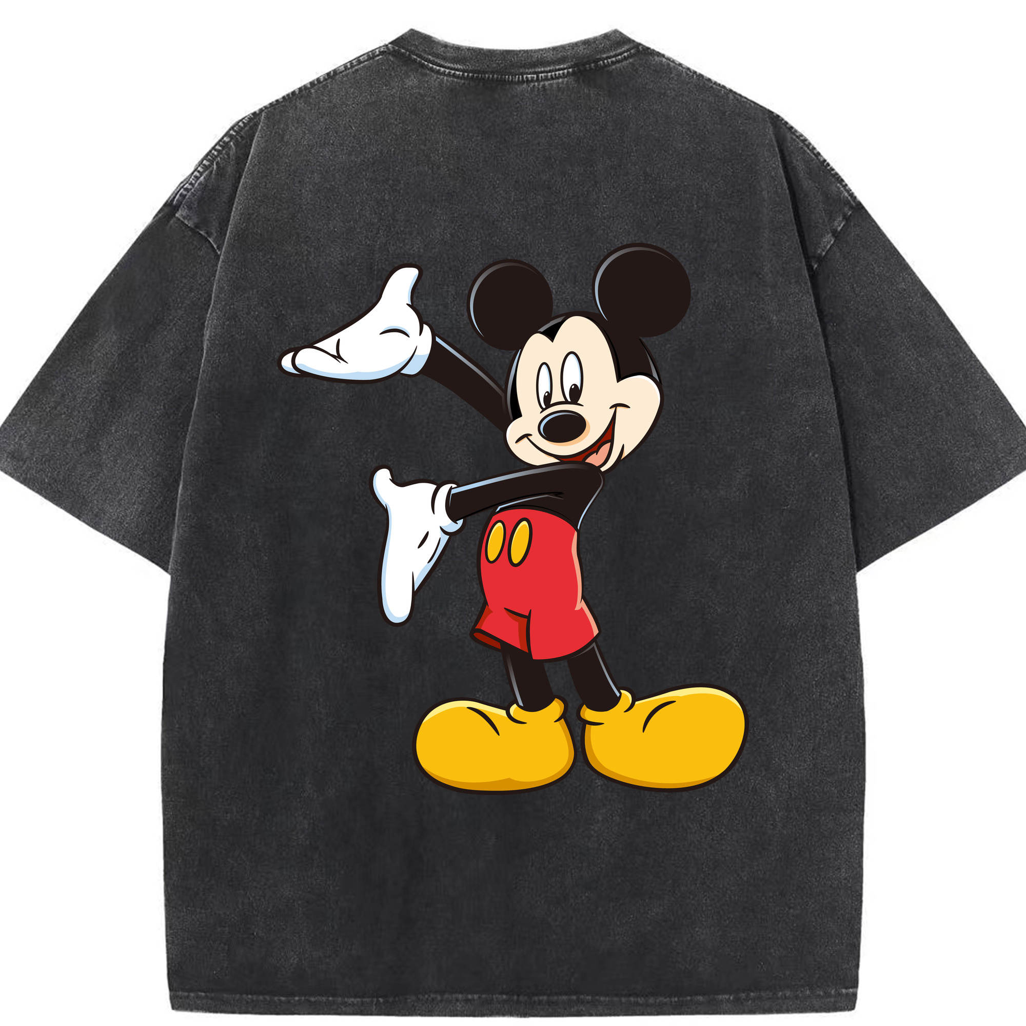 （画像用） ミッキーマウス Mickey Mouse 綿100% ヴィンテージ風 半袖Tシャツ（背面プリント）