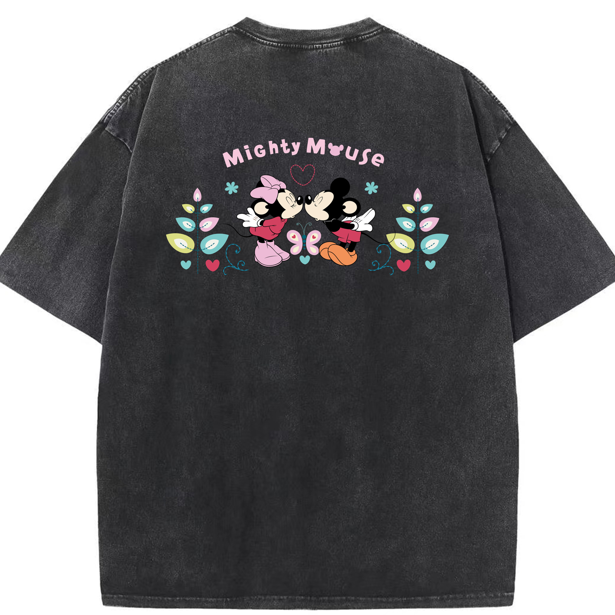 （画像用） ミッキーマウス Mickey Mouse 綿100% ヴィンテージ風 半袖Tシャツ（背面プリント）