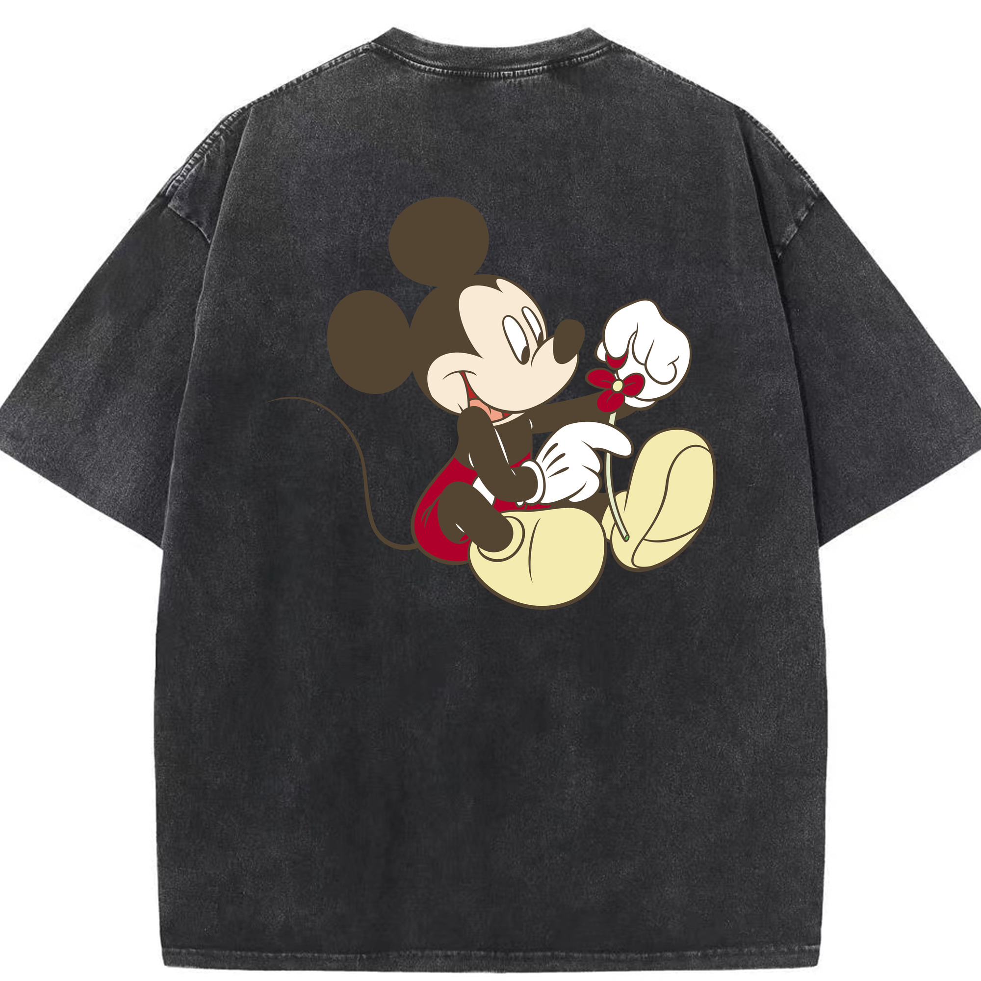 （画像用） ミッキーマウス Mickey Mouse 綿100% ヴィンテージ風 半袖Tシャツ（背面プリント）