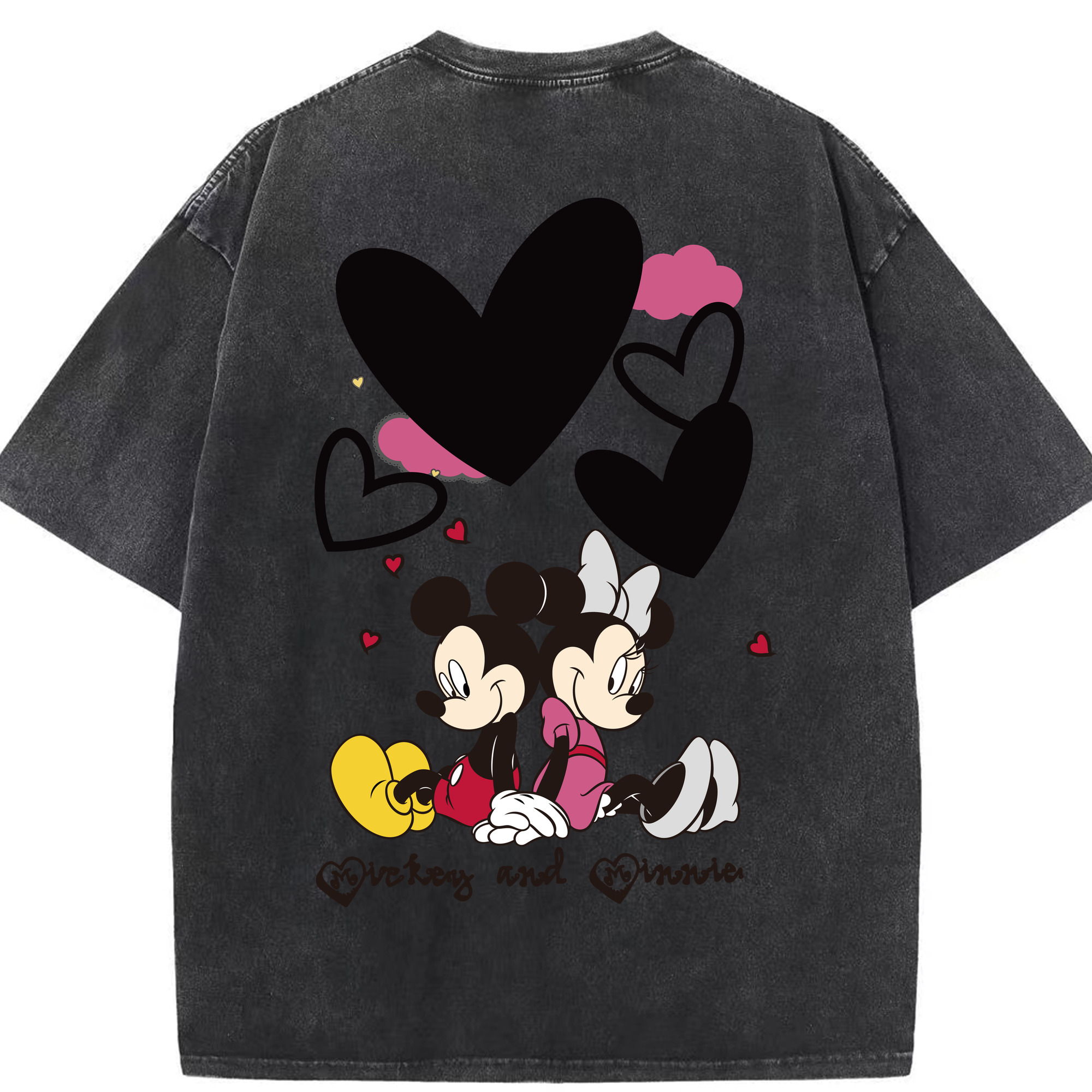（画像用） ミッキーマウス Mickey Mouse 綿100% ヴィンテージ風 半袖Tシャツ（背面プリント）