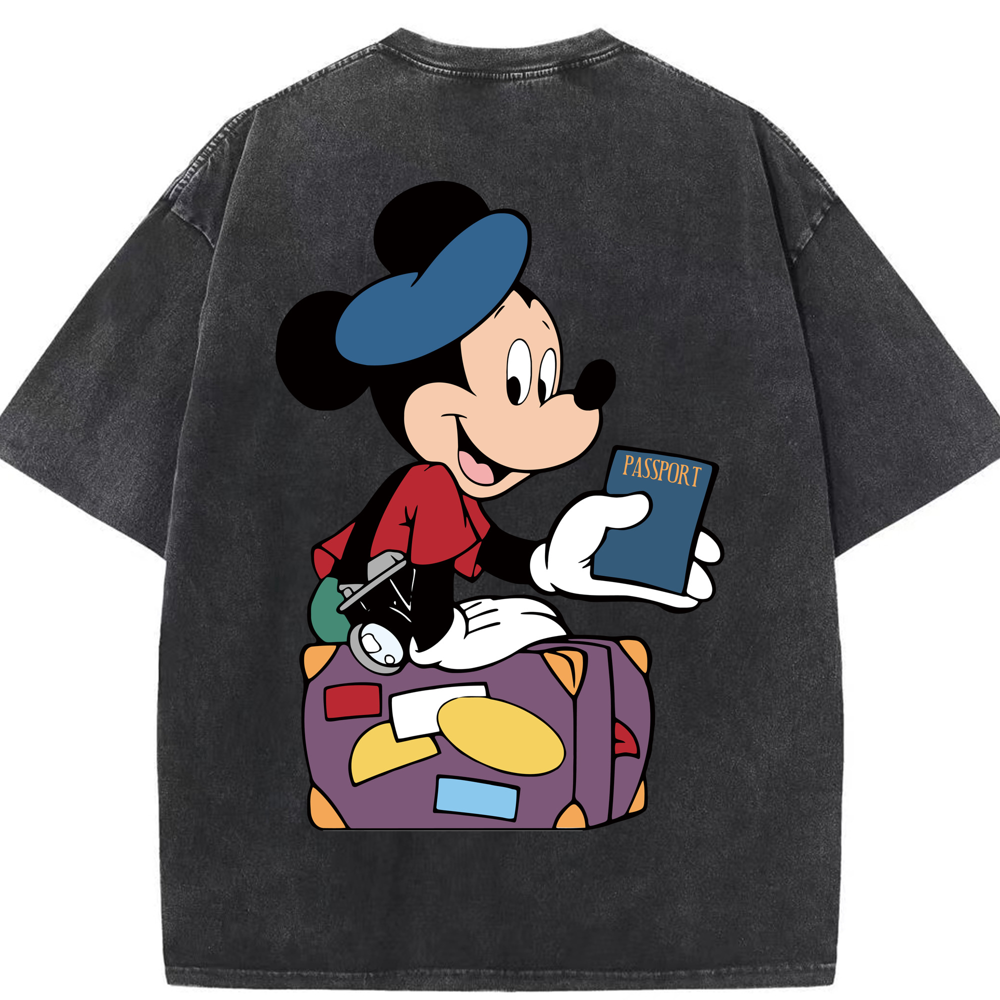 （画像用） ミッキーマウス Mickey Mouse 綿100% ヴィンテージ風 半袖Tシャツ（背面プリント）