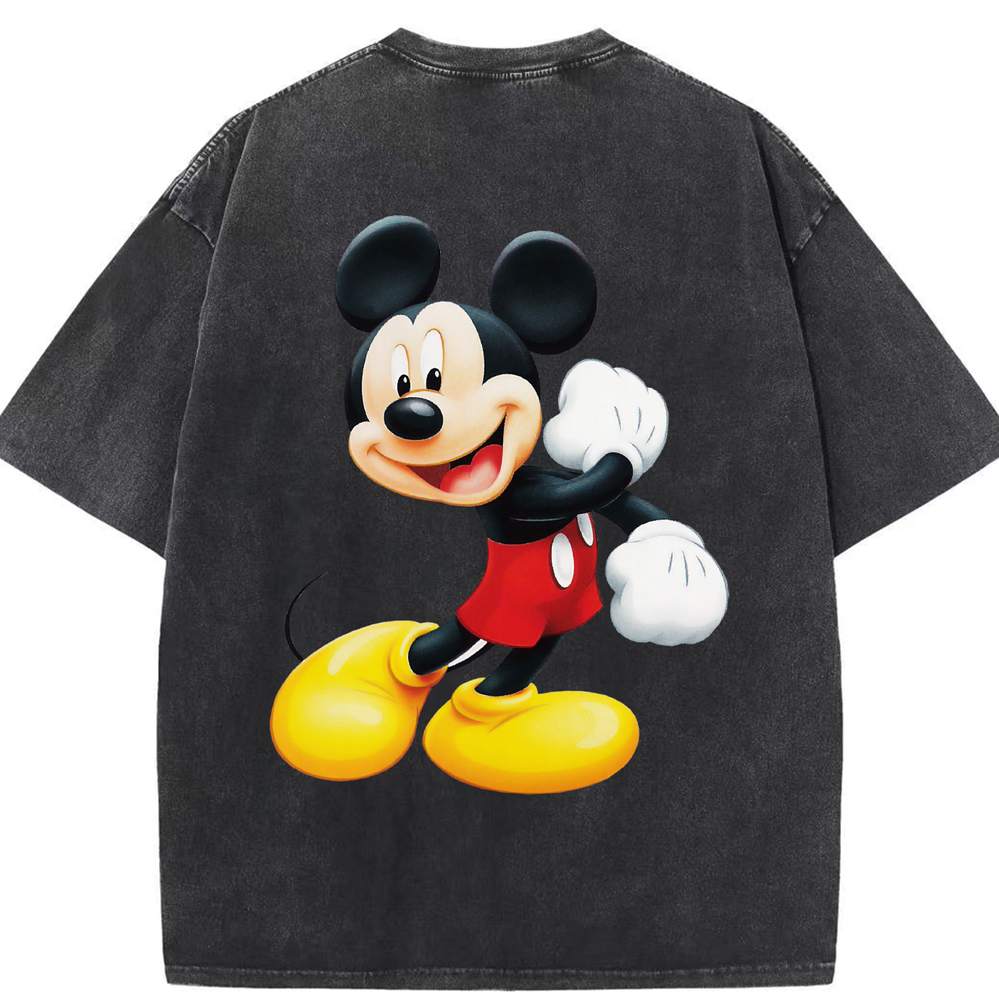 （画像用） ミッキーマウス Mickey Mouse 綿100% ヴィンテージ風 半袖Tシャツ（背面プリント）