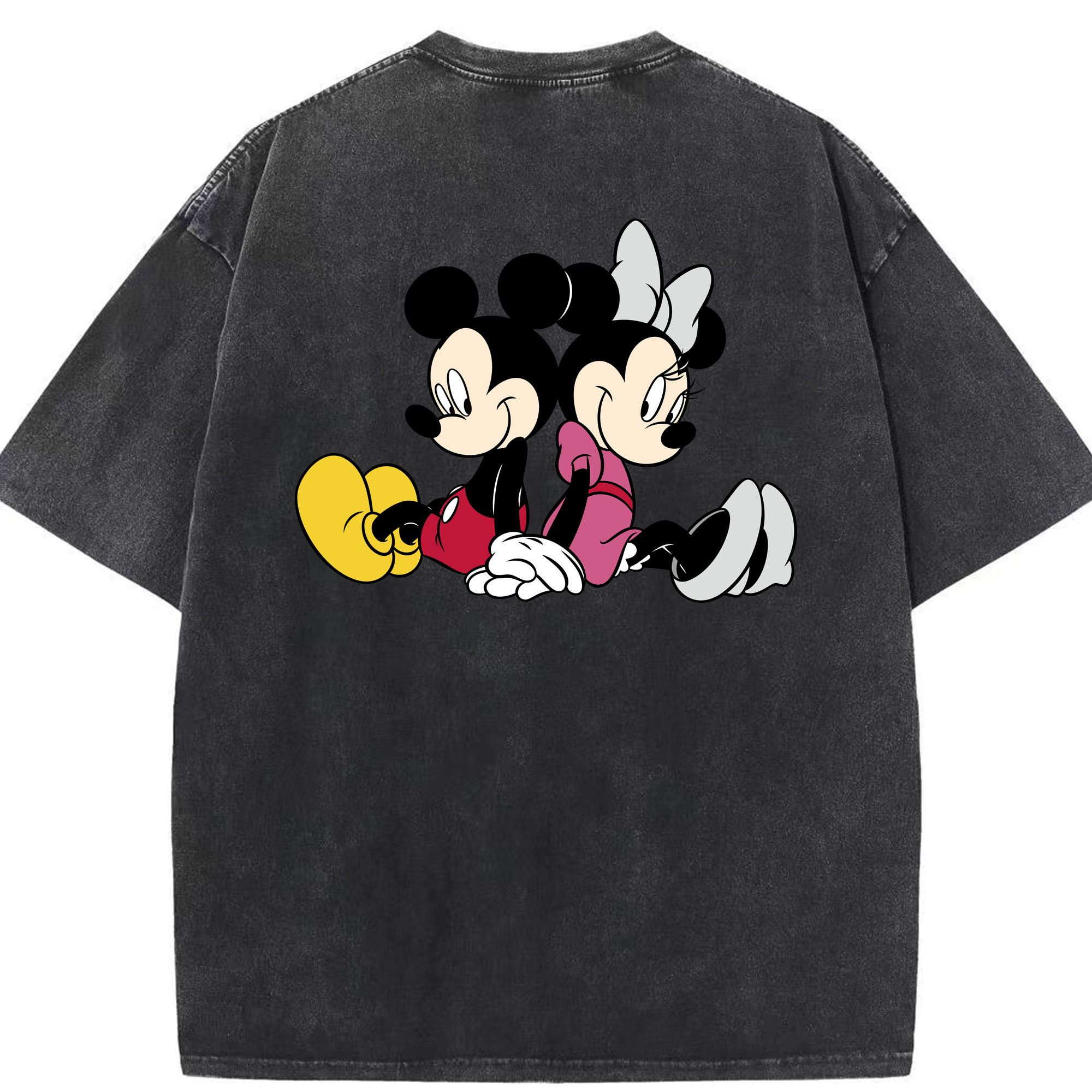 （画像用） ミッキーマウス Mickey Mouse 綿100% ヴィンテージ風 半袖Tシャツ（背面プリント）