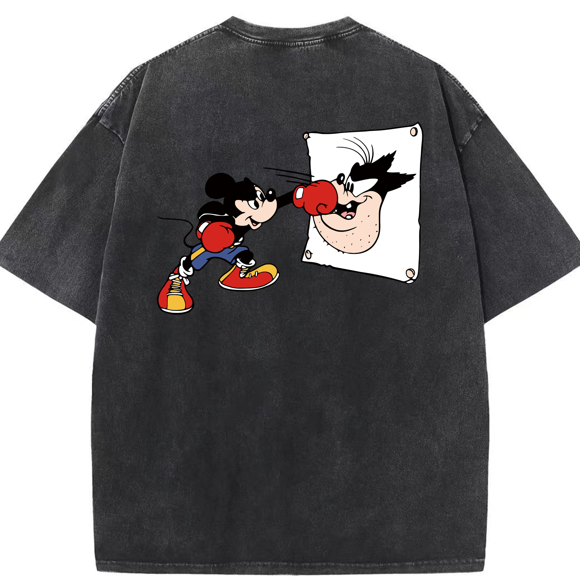 （画像用） ミッキーマウス Mickey Mouse 綿100% ヴィンテージ風 半袖Tシャツ（背面プリント）