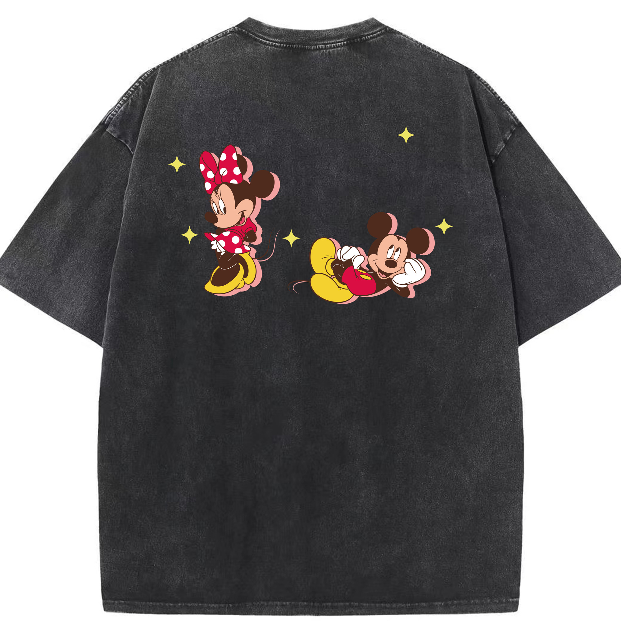 （画像用） ミッキーマウス Mickey Mouse 綿100% ヴィンテージ風 半袖Tシャツ（背面プリント）