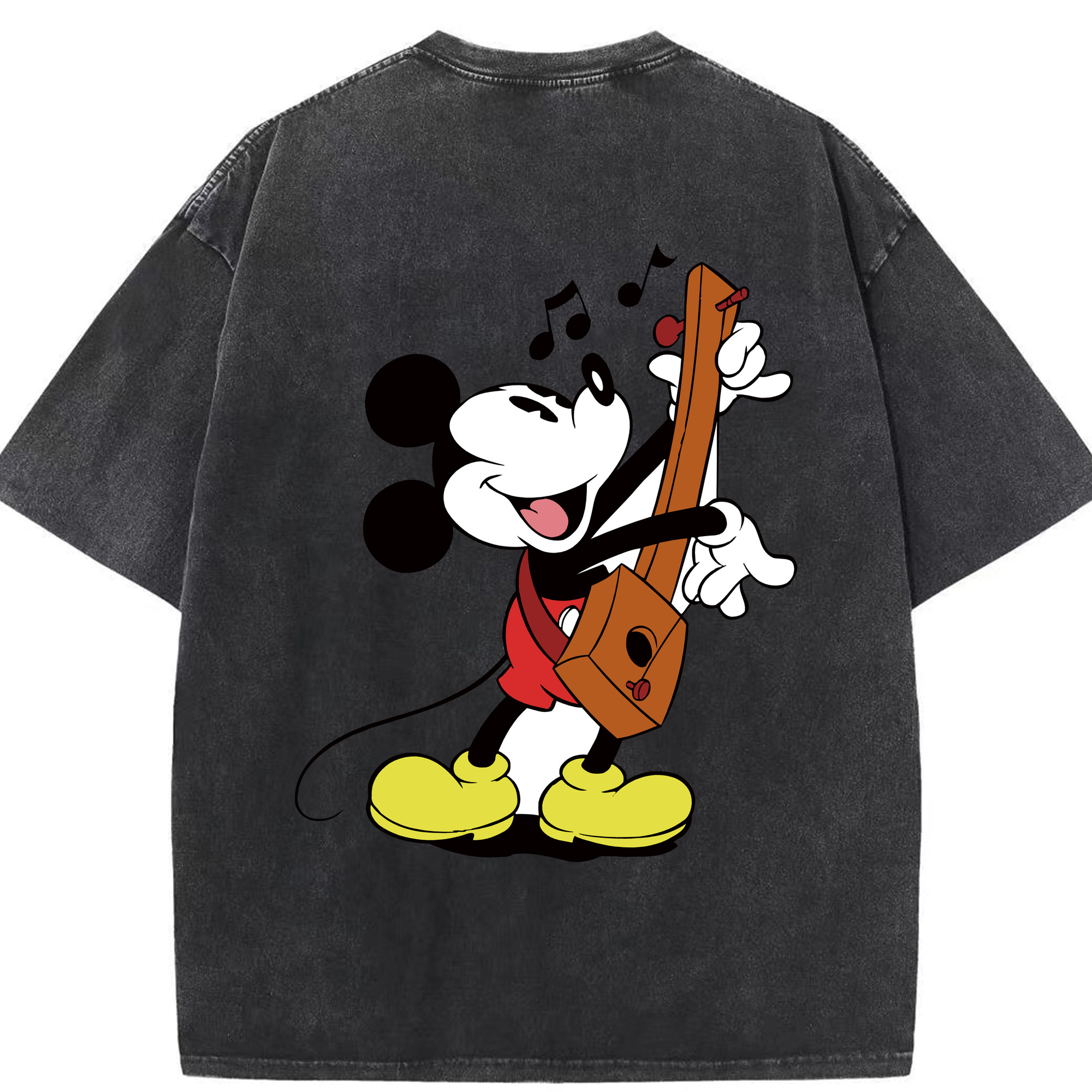 （画像用） ミッキーマウス Mickey Mouse 綿100% ヴィンテージ風 半袖Tシャツ（背面プリント）