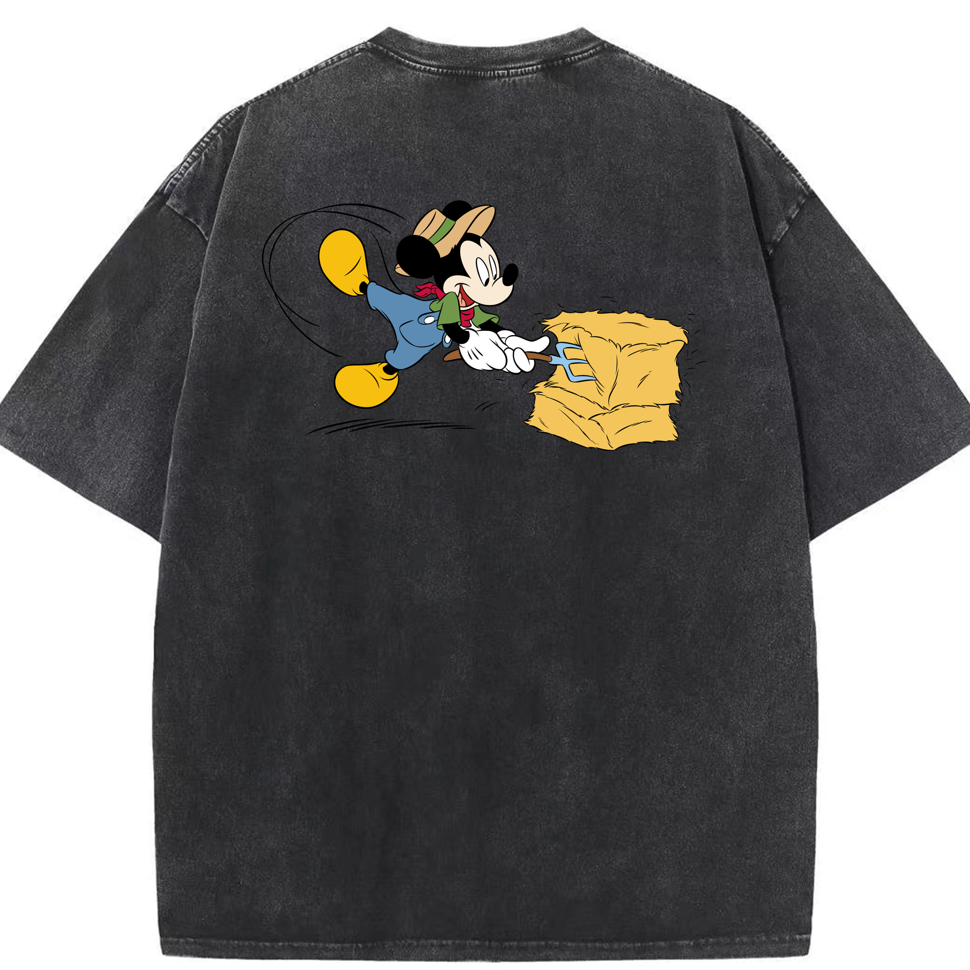 （画像用） ミッキーマウス Mickey Mouse 綿100% ヴィンテージ風 半袖Tシャツ（背面プリント）