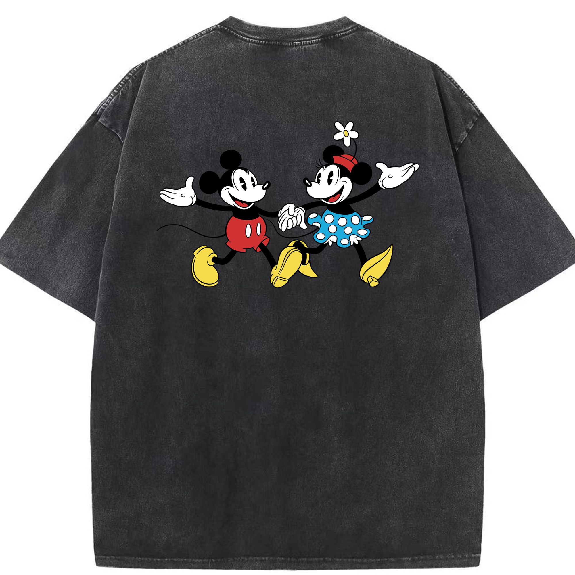 （画像用） ミッキーマウス Mickey Mouse 綿100% ヴィンテージ風 半袖Tシャツ（背面プリント）