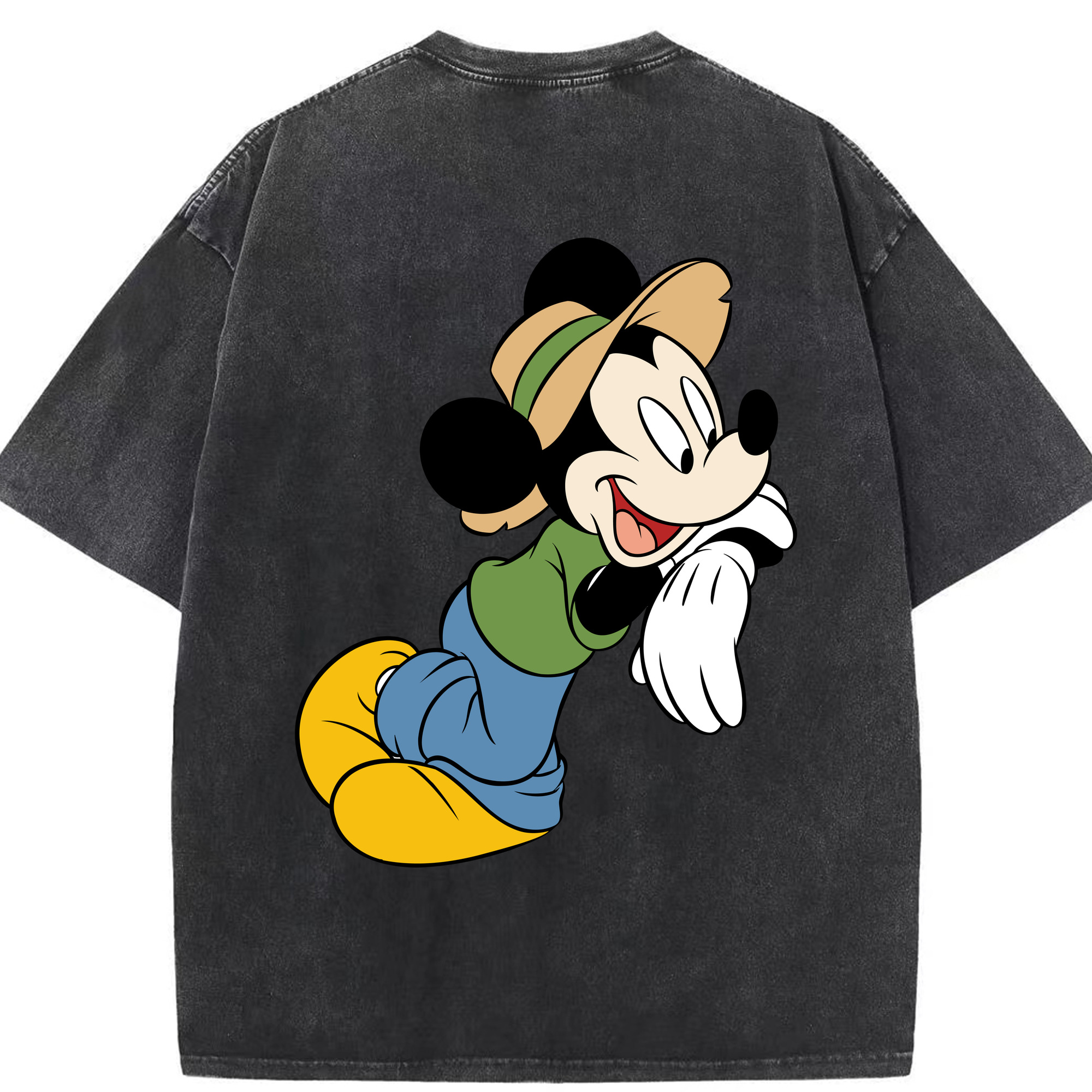 （画像用） ミッキーマウス Mickey Mouse 綿100% ヴィンテージ風 半袖Tシャツ（背面プリント）