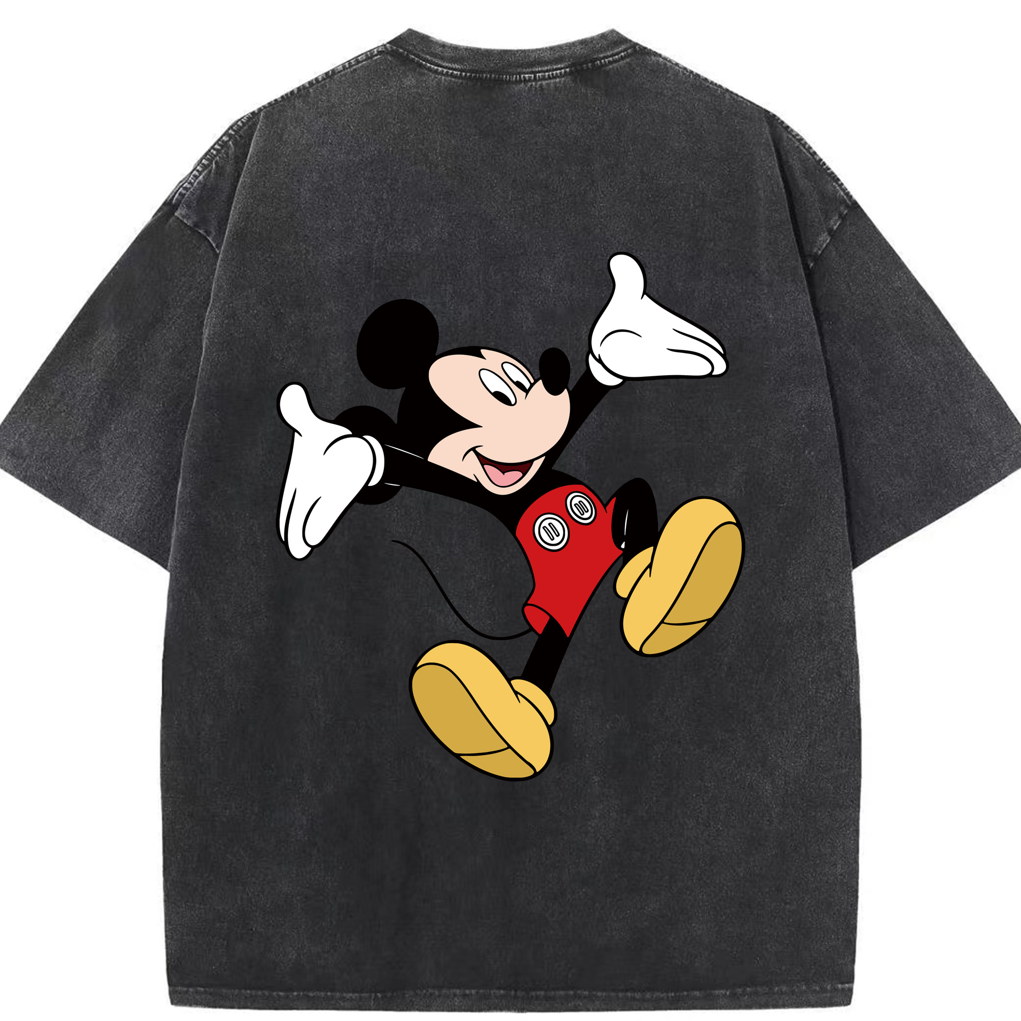 （画像用） ミッキーマウス Mickey Mouse 綿100% ヴィンテージ風 半袖Tシャツ（背面プリント）